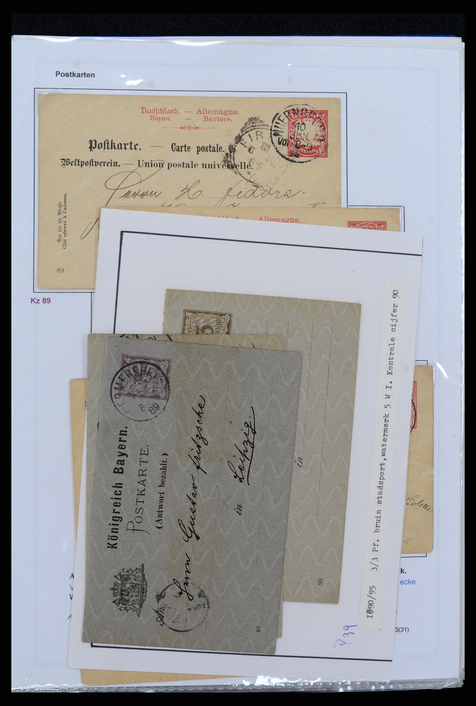 37097 185 - Postzegelverzameling 37097 Beieren postwaardestukken 1870-1920.