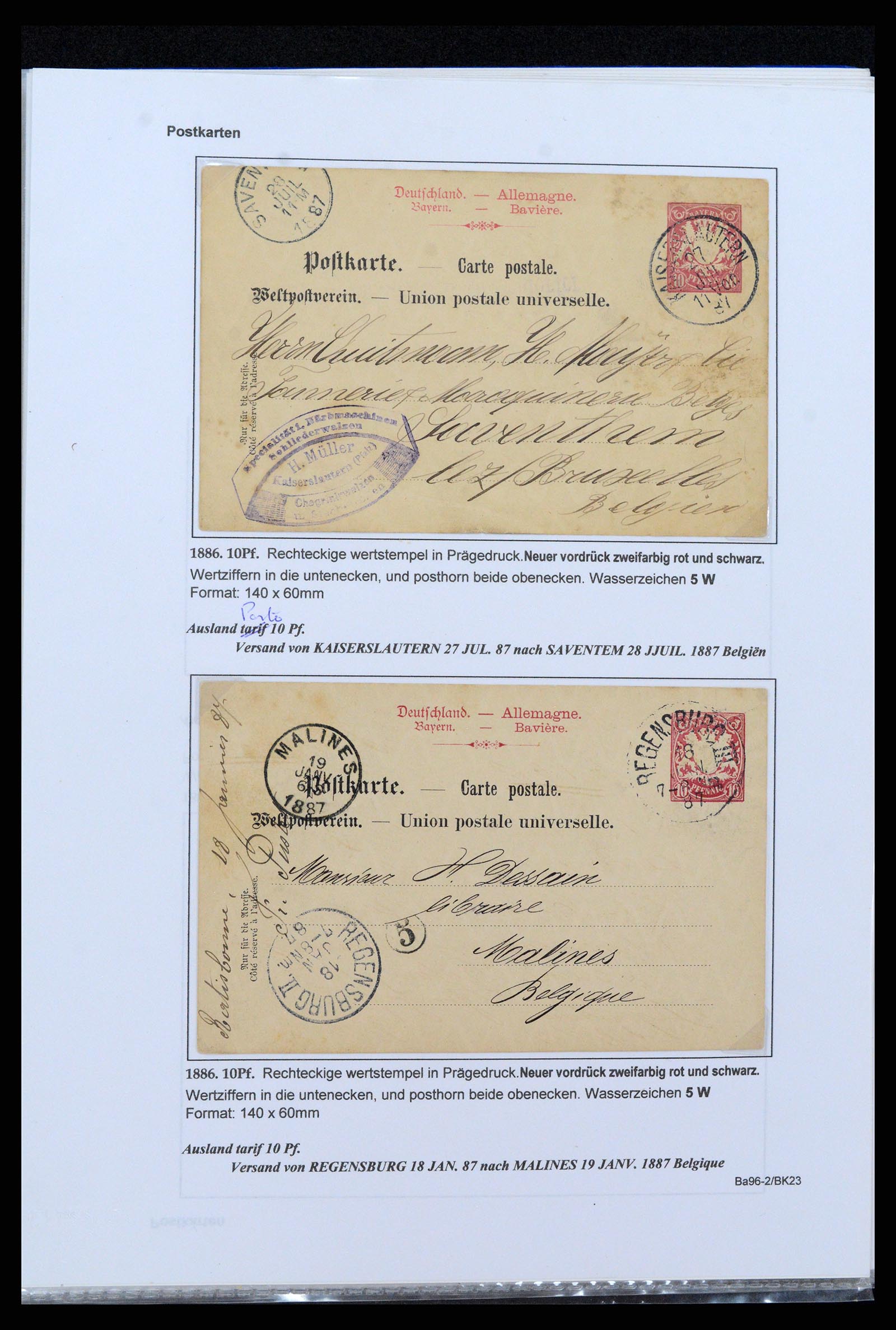 37097 186 - Postzegelverzameling 37097 Beieren postwaardestukken 1870-1920.