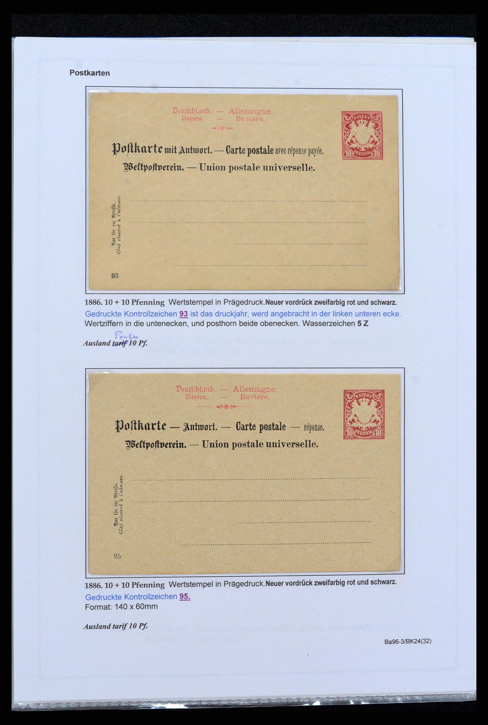 37097 187 - Postzegelverzameling 37097 Beieren postwaardestukken 1870-1920.