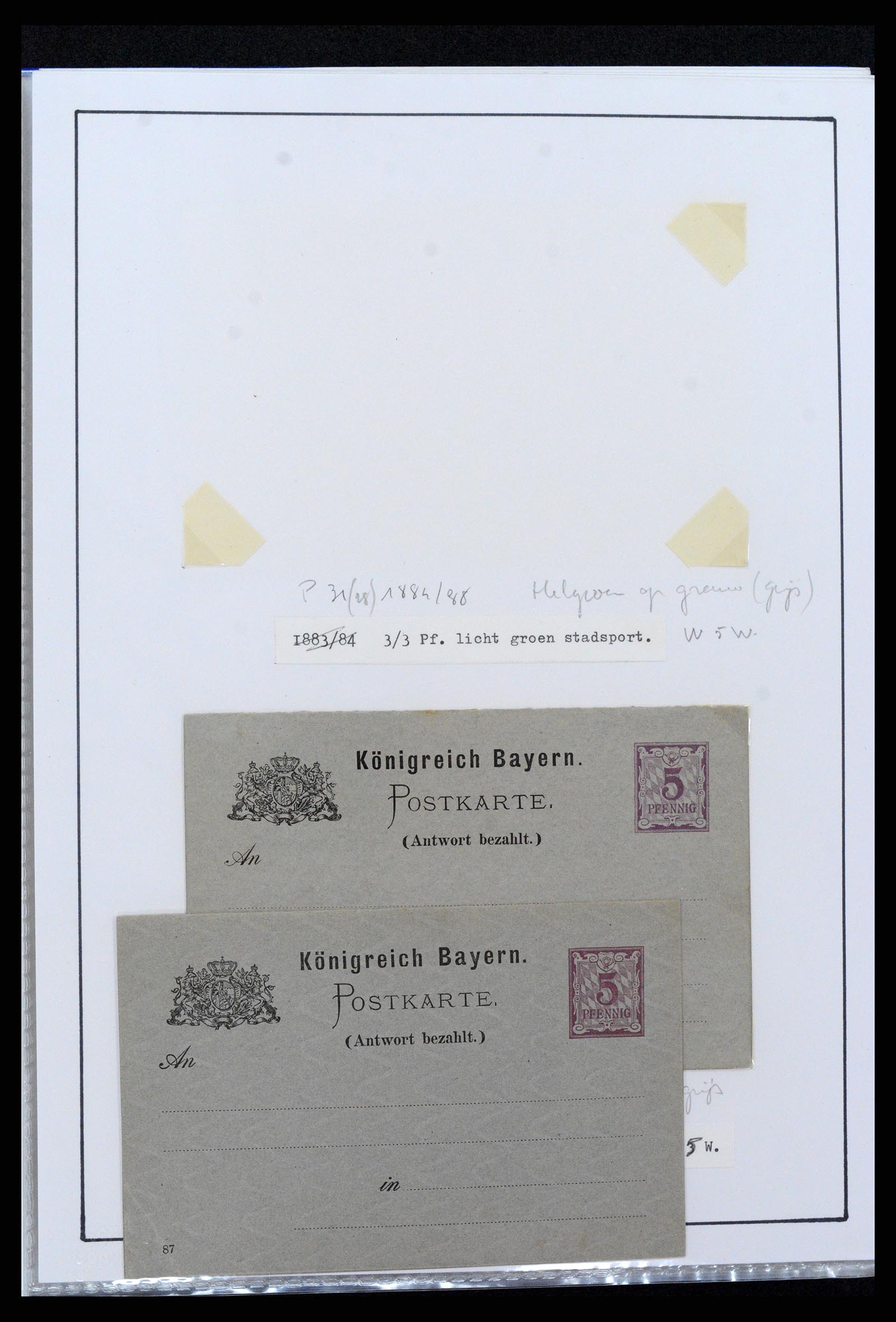 37097 190 - Postzegelverzameling 37097 Beieren postwaardestukken 1870-1920.