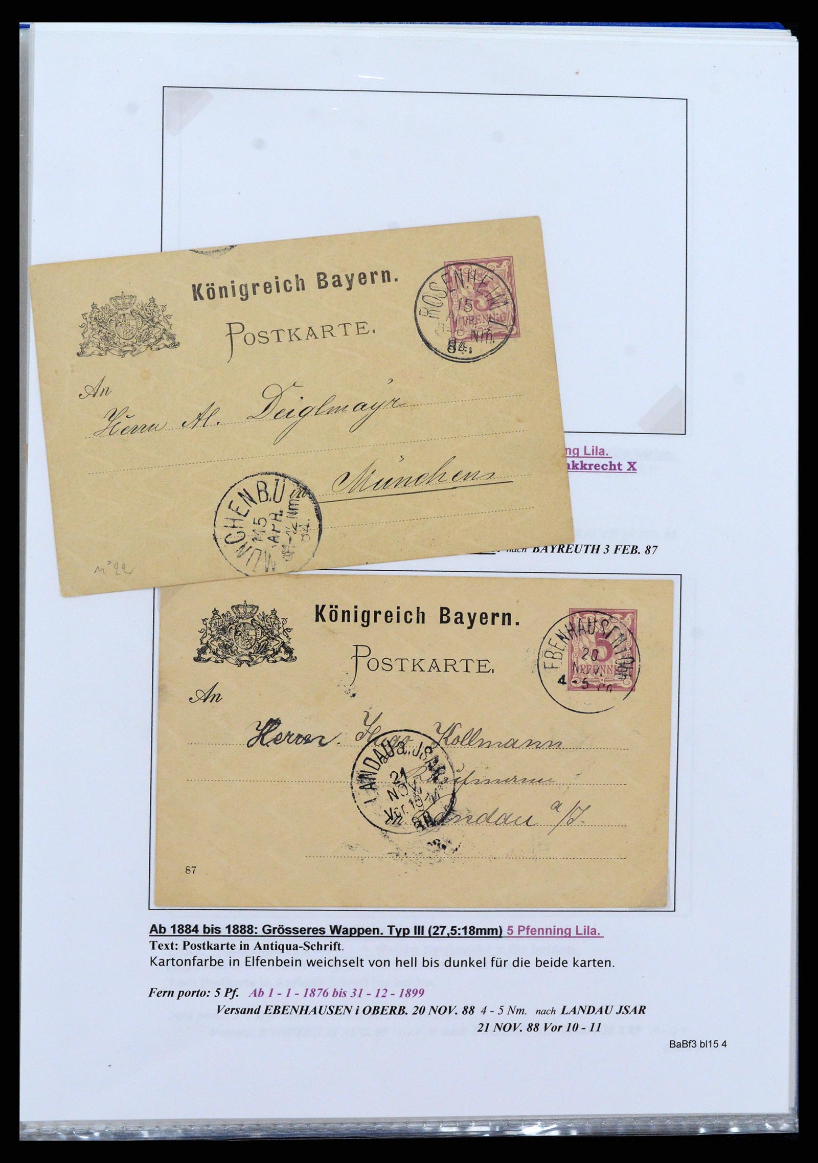 37097 195 - Postzegelverzameling 37097 Beieren postwaardestukken 1870-1920.