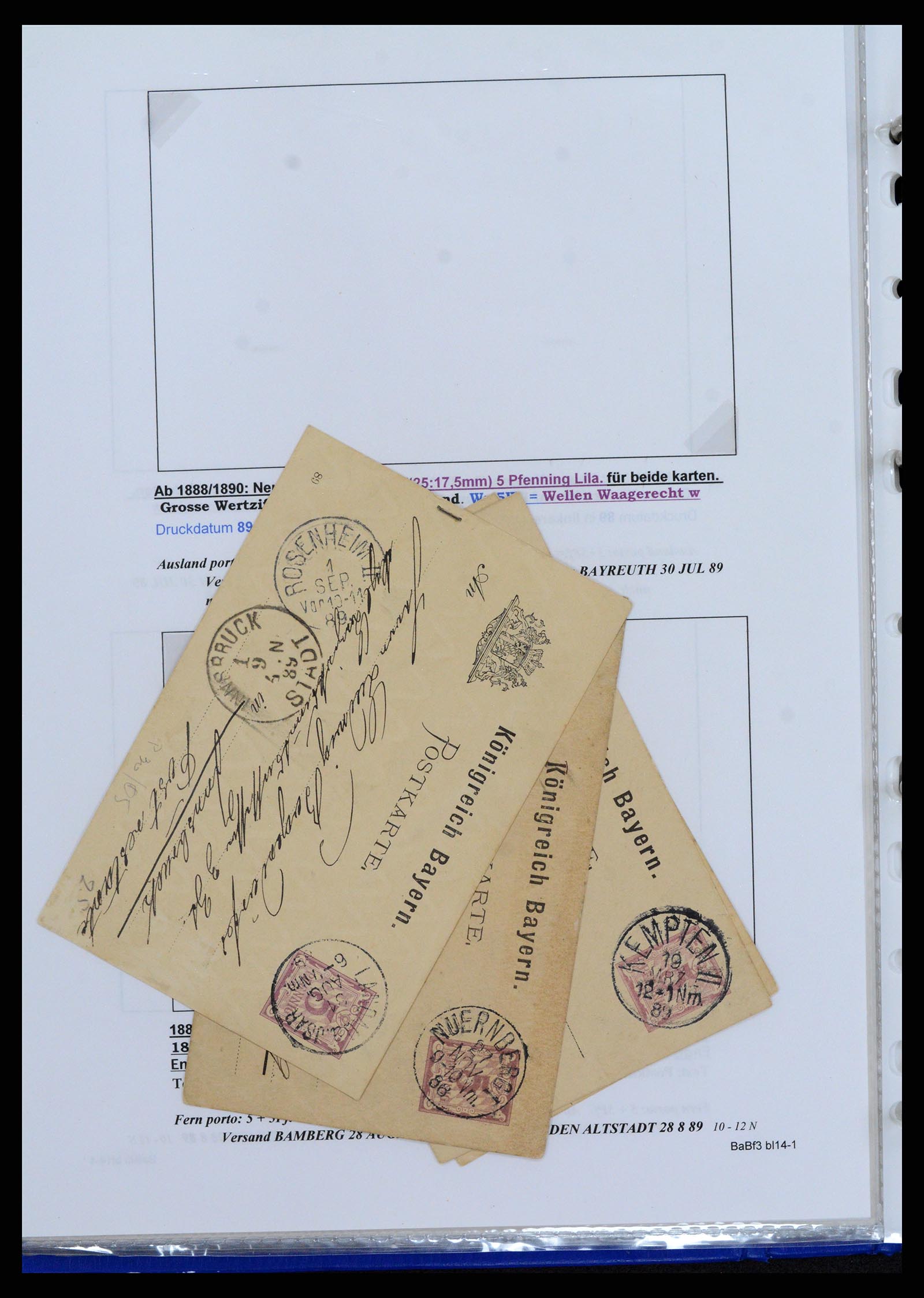 37097 197 - Postzegelverzameling 37097 Beieren postwaardestukken 1870-1920.