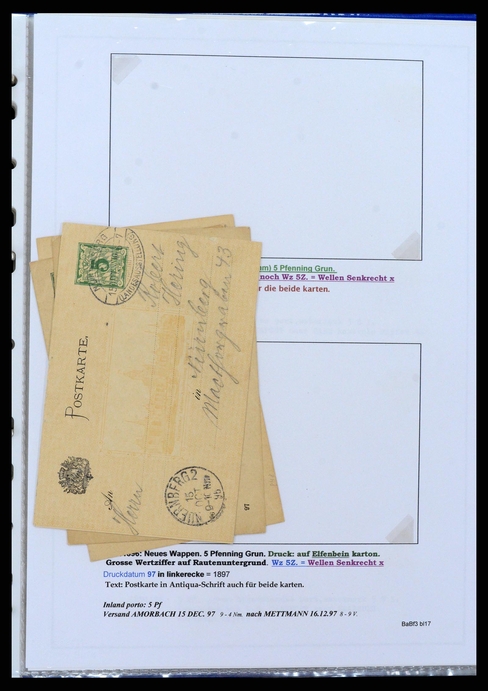 37097 198 - Postzegelverzameling 37097 Beieren postwaardestukken 1870-1920.