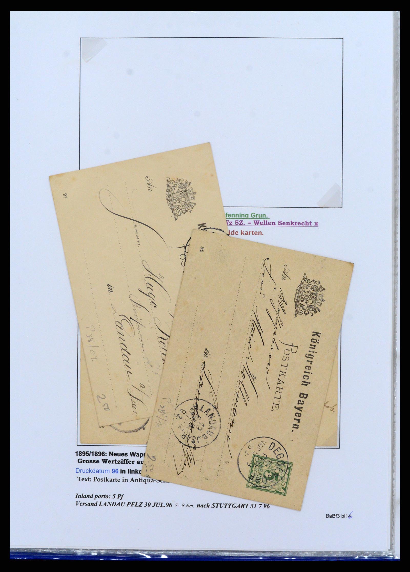 37097 199 - Postzegelverzameling 37097 Beieren postwaardestukken 1870-1920.