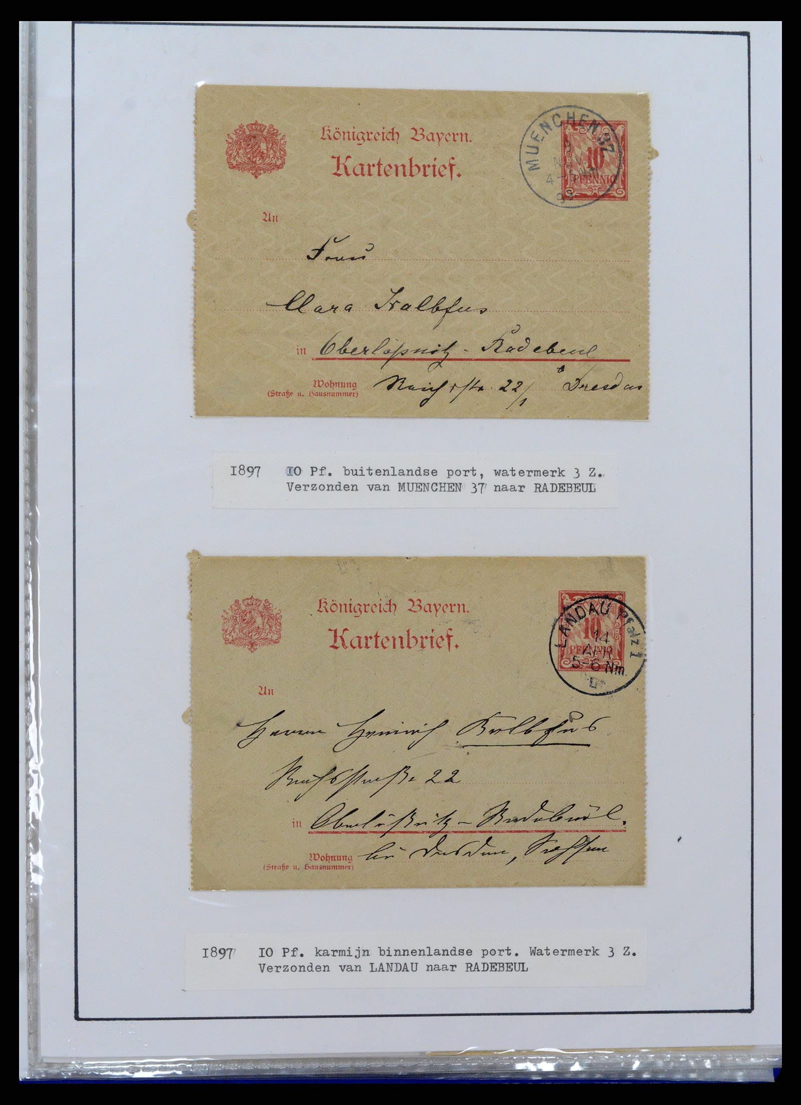 37097 201 - Postzegelverzameling 37097 Beieren postwaardestukken 1870-1920.