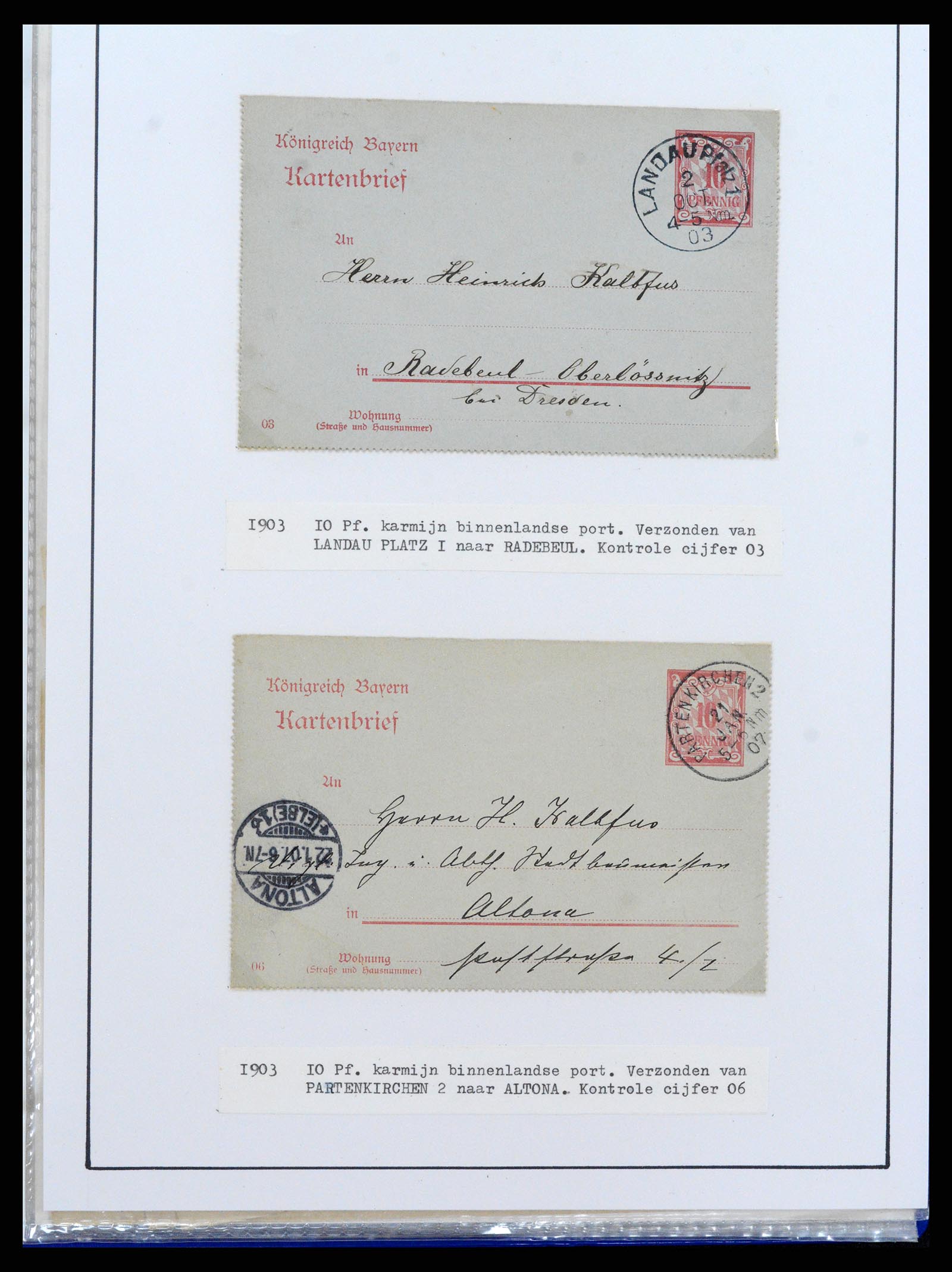 37097 205 - Postzegelverzameling 37097 Beieren postwaardestukken 1870-1920.