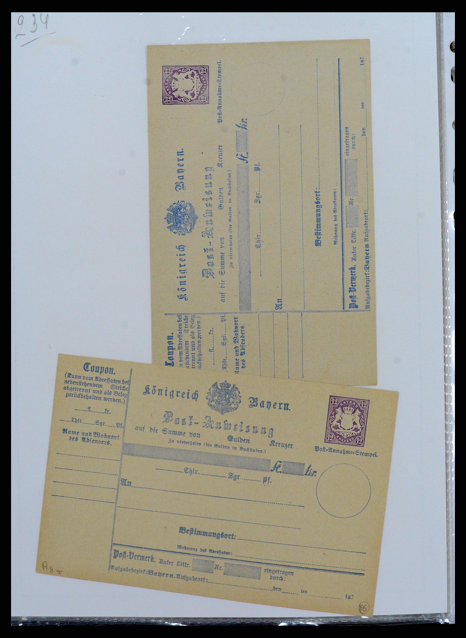 37097 218 - Stamp collection 37097 Bavaria postal stationeries 1870-1920.
