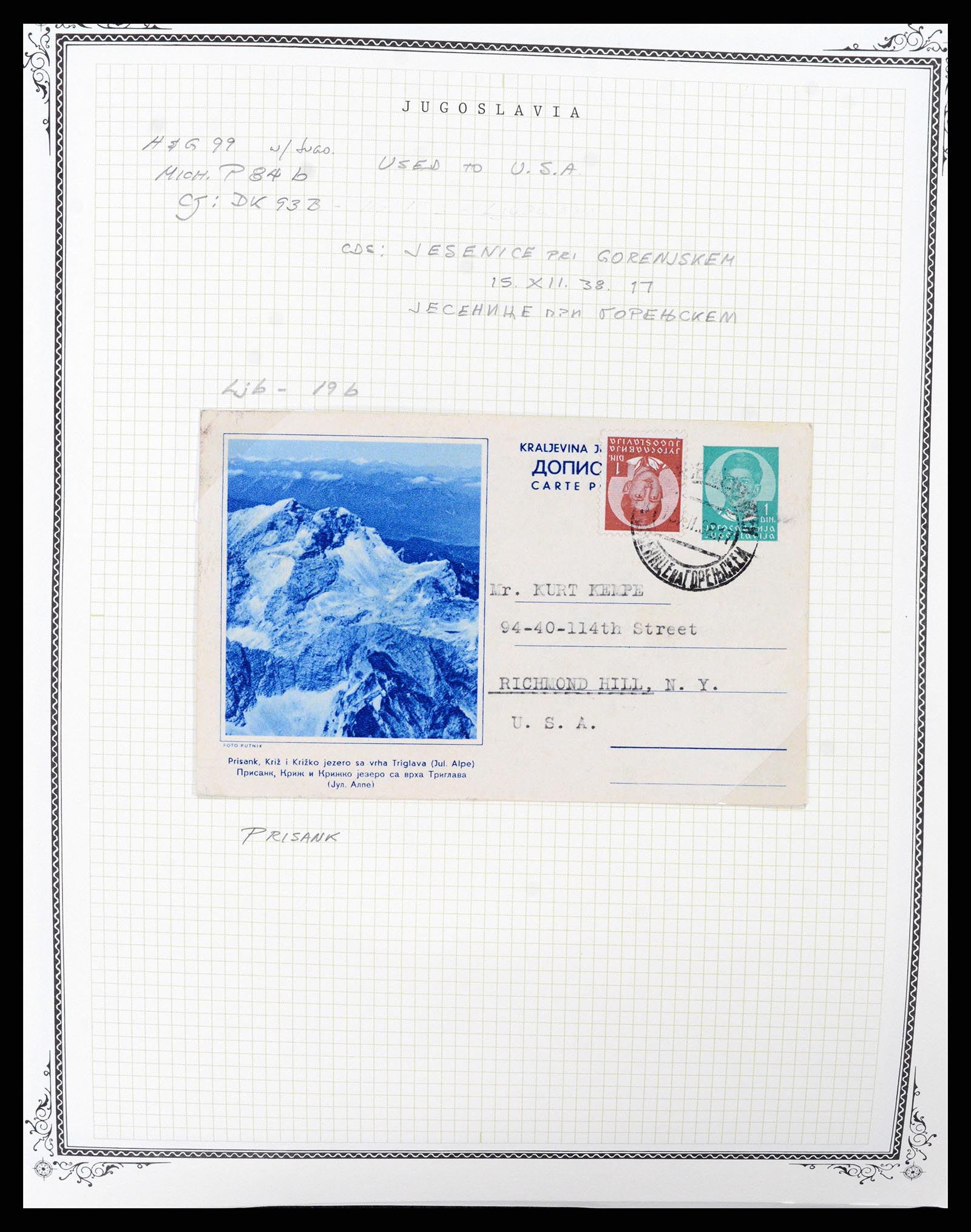 37106 0085 - Postzegelverzameling 37106 Joegoslavië postwaardestukken 1929-1990.