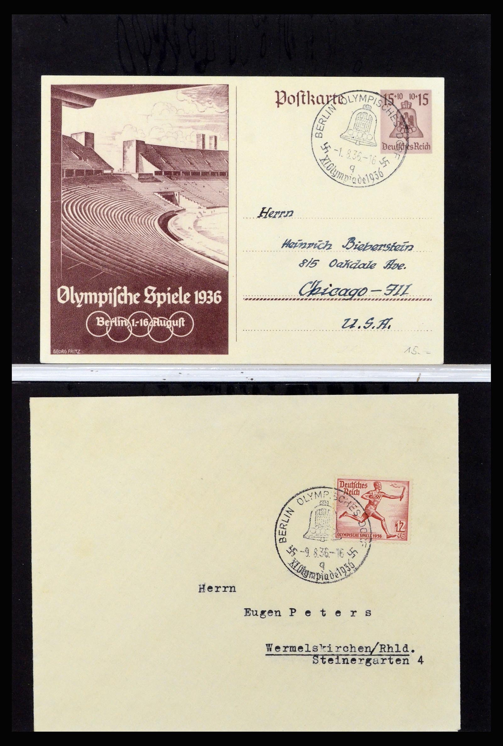 37118 072 - Postzegelverzameling 37118 Olympische Spelen 1936.