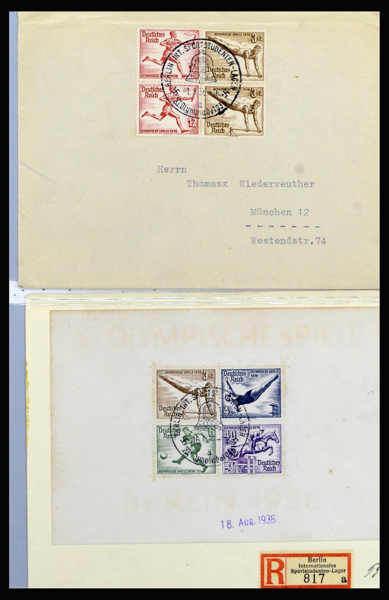 37118 079 - Postzegelverzameling 37118 Olympische Spelen 1936.
