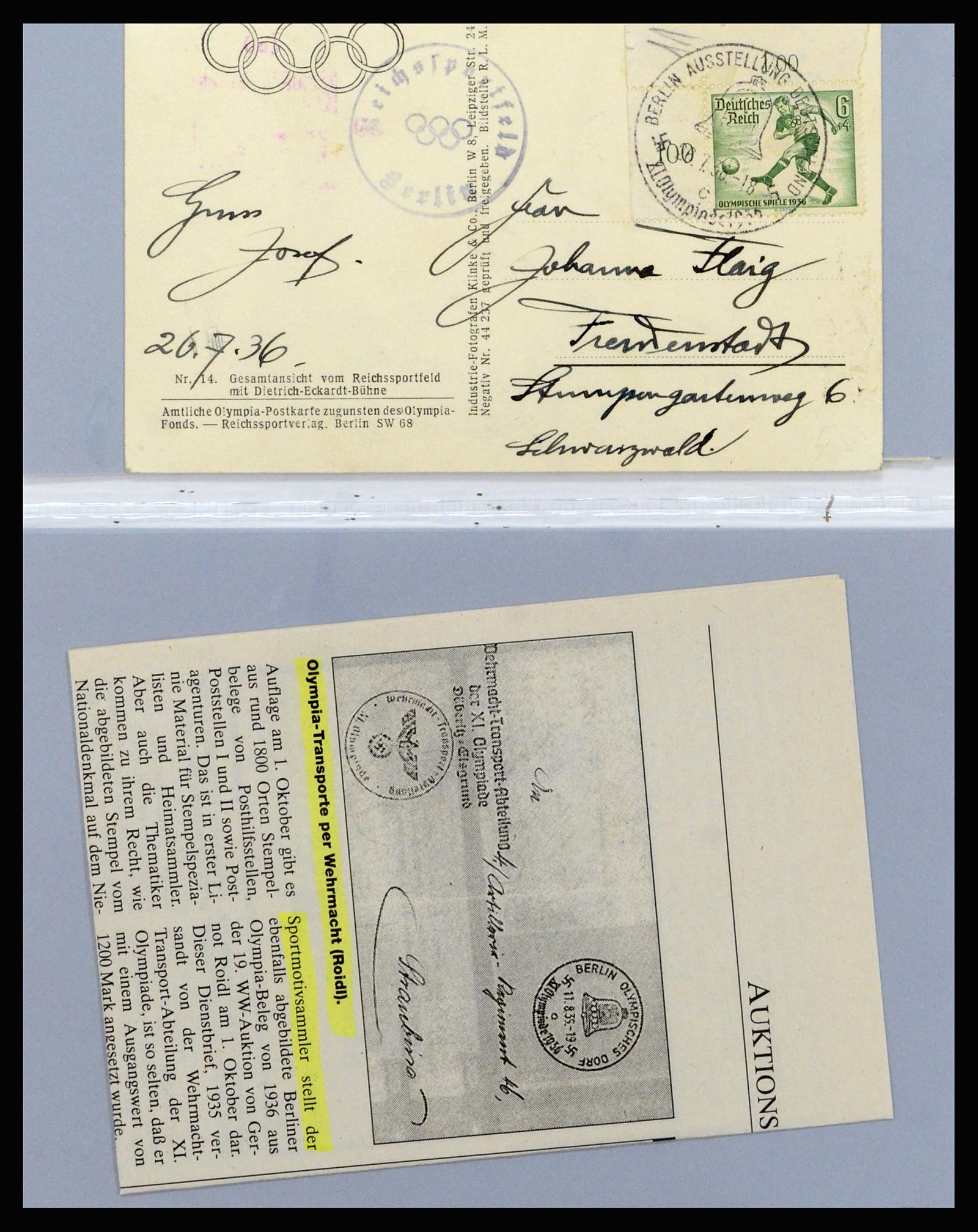 37118 084 - Postzegelverzameling 37118 Olympische Spelen 1936.