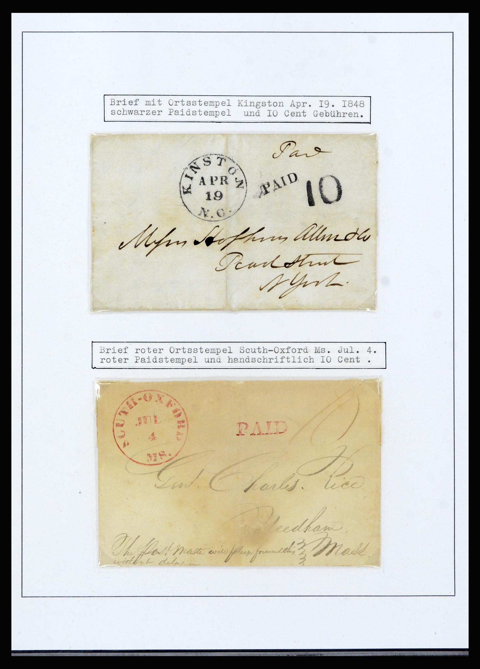 37144 001 - Postzegelverzameling 37144 USA brieven 1835-1851.