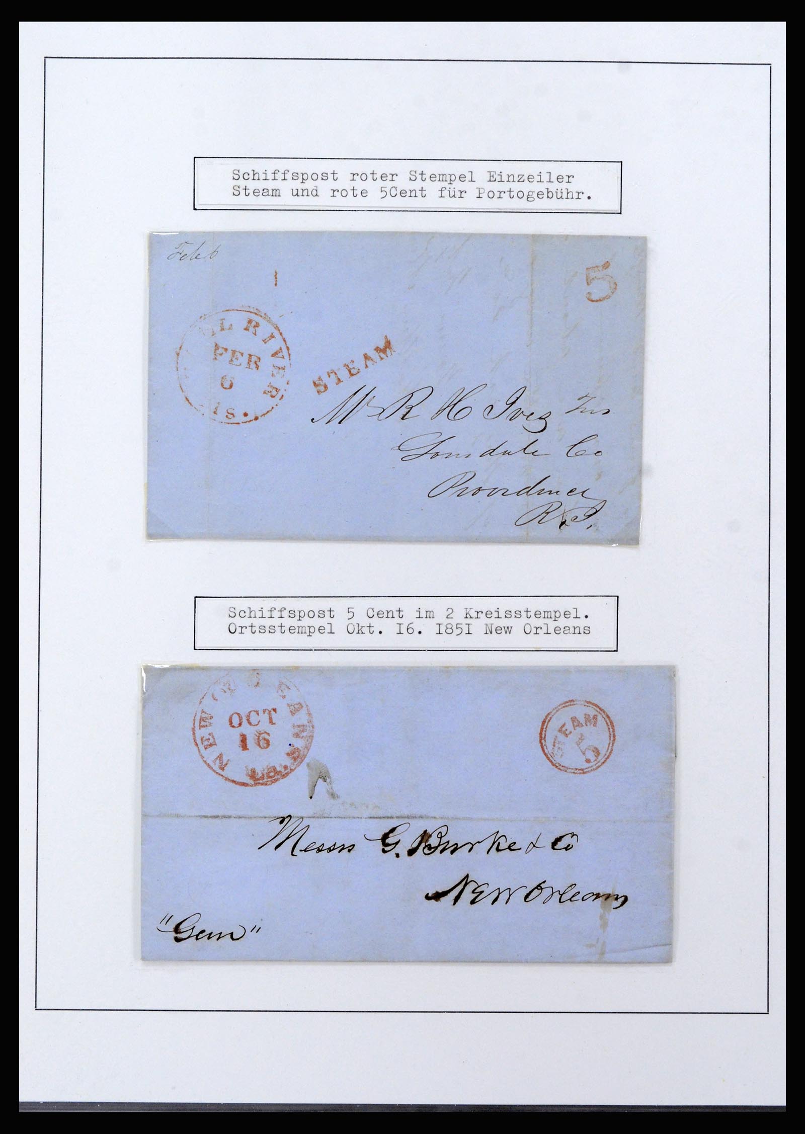 37144 002 - Postzegelverzameling 37144 USA brieven 1835-1851.