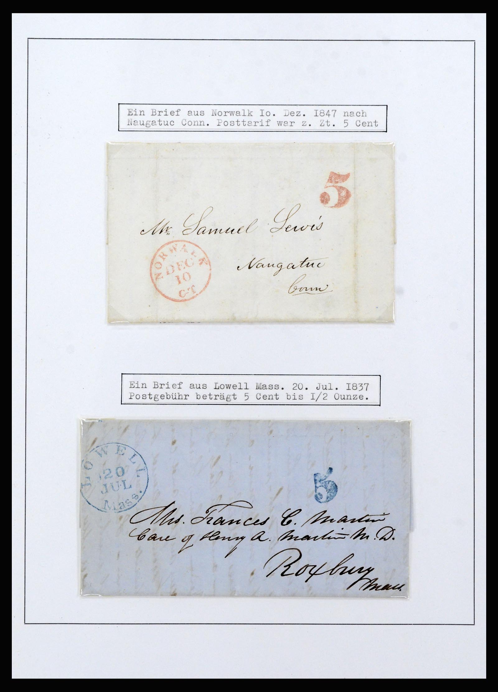 37144 005 - Postzegelverzameling 37144 USA brieven 1835-1851.