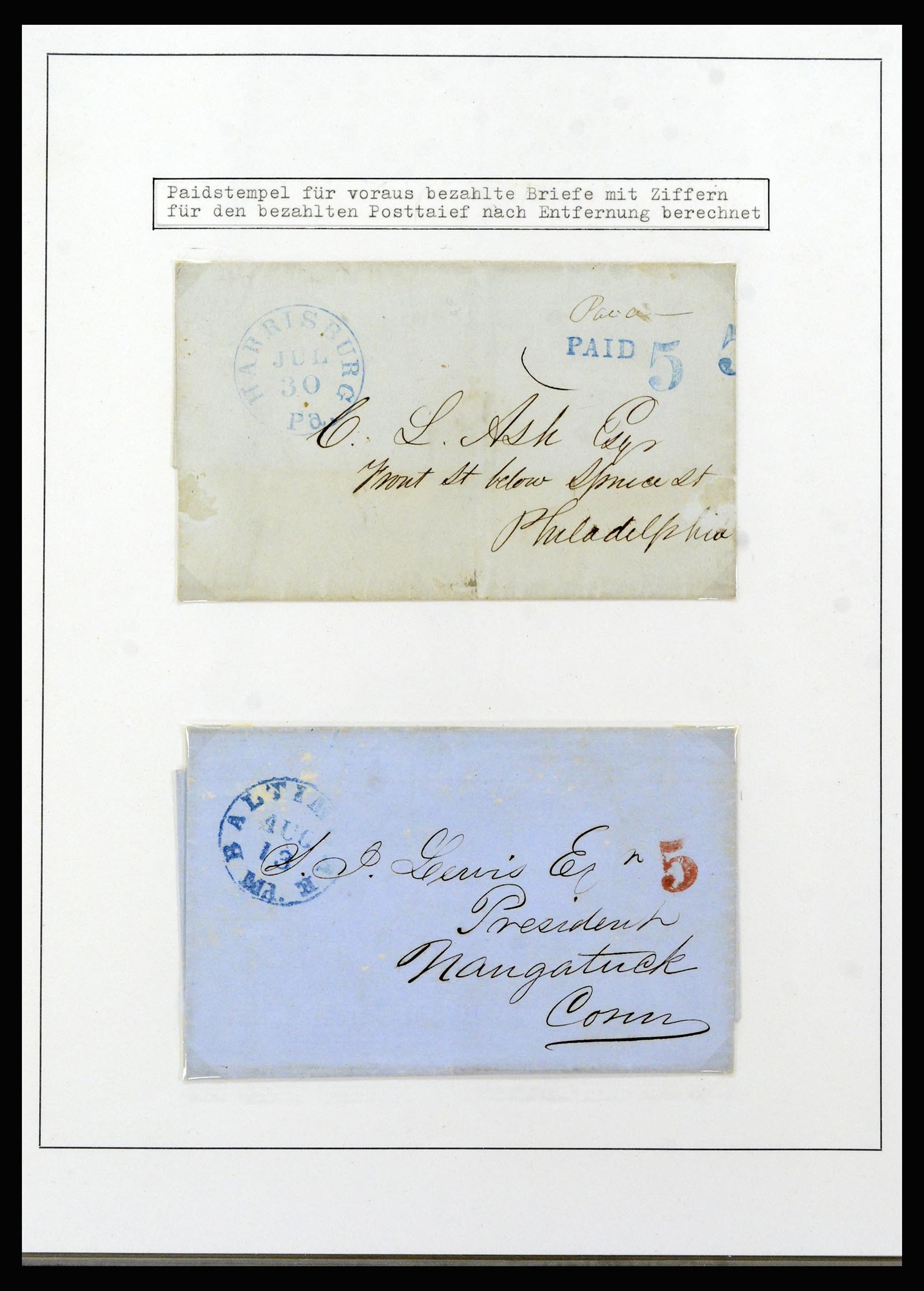 37144 007 - Postzegelverzameling 37144 USA brieven 1835-1851.