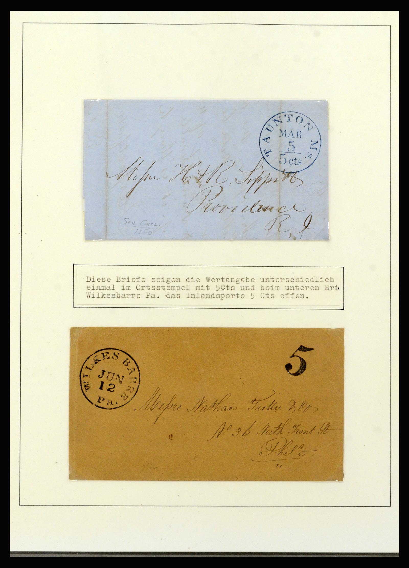37144 009 - Postzegelverzameling 37144 USA brieven 1835-1851.