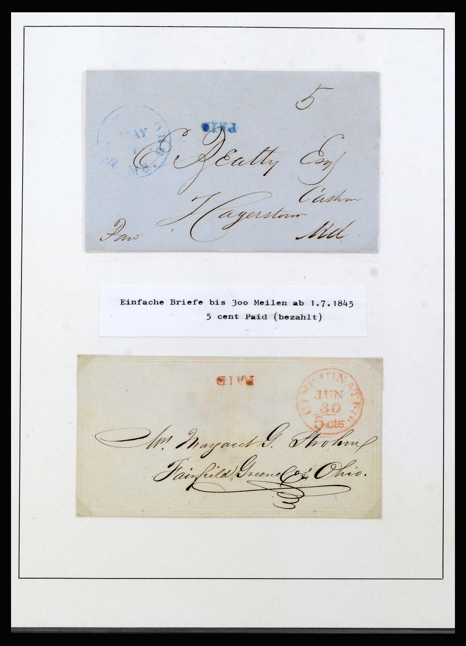 37144 011 - Postzegelverzameling 37144 USA brieven 1835-1851.