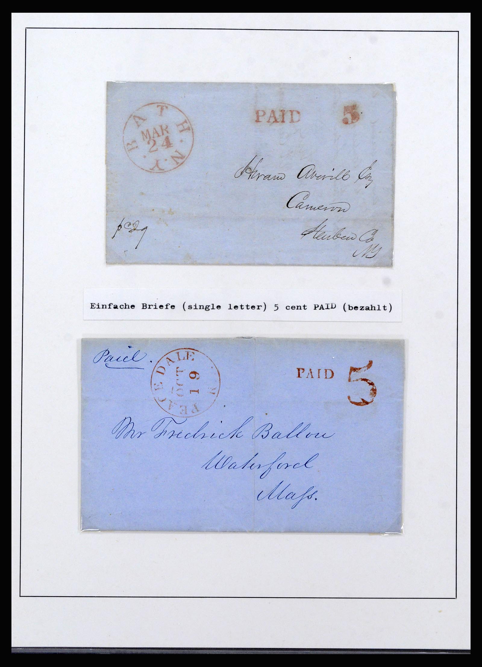 37144 012 - Postzegelverzameling 37144 USA brieven 1835-1851.