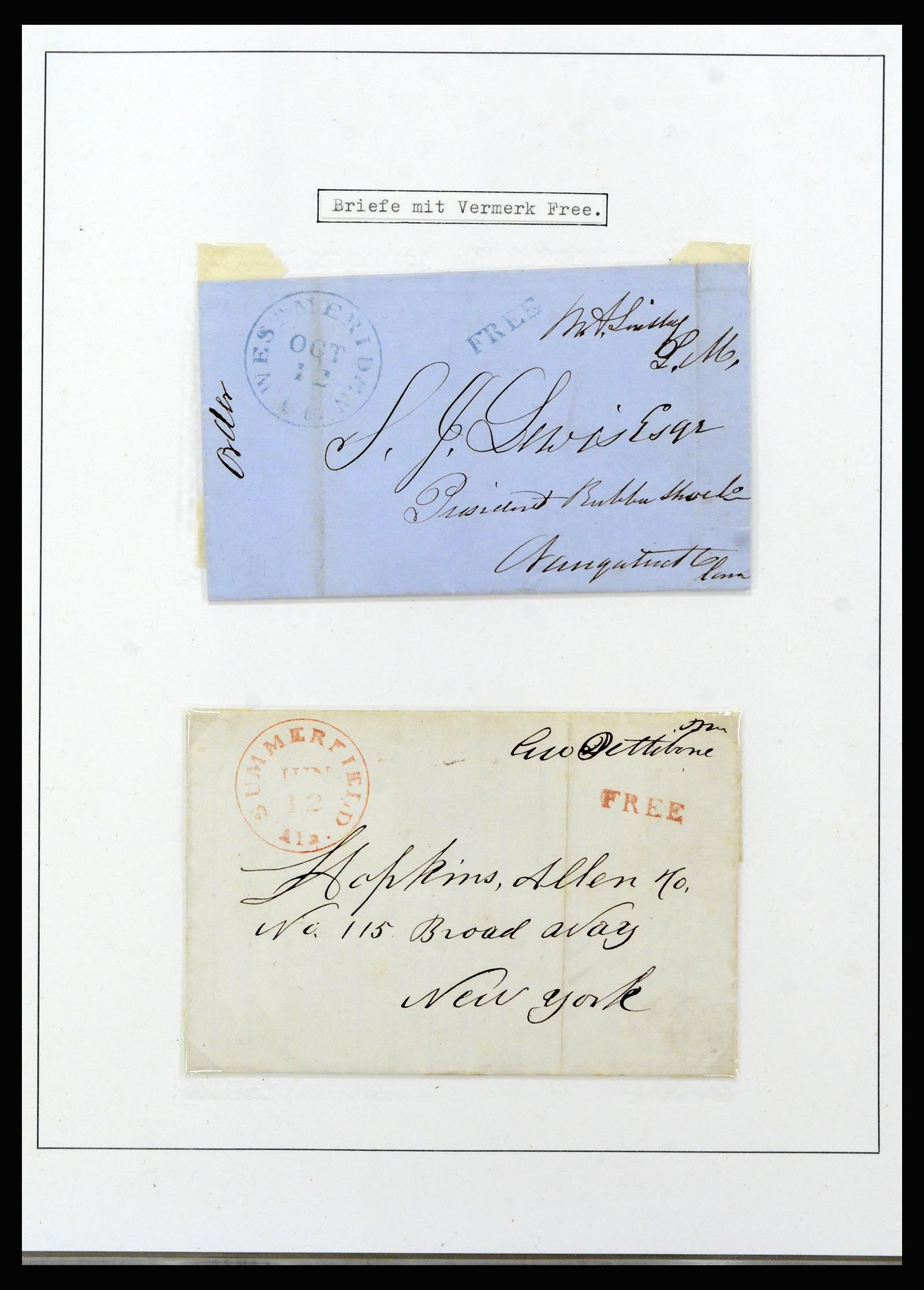 37144 017 - Postzegelverzameling 37144 USA brieven 1835-1851.