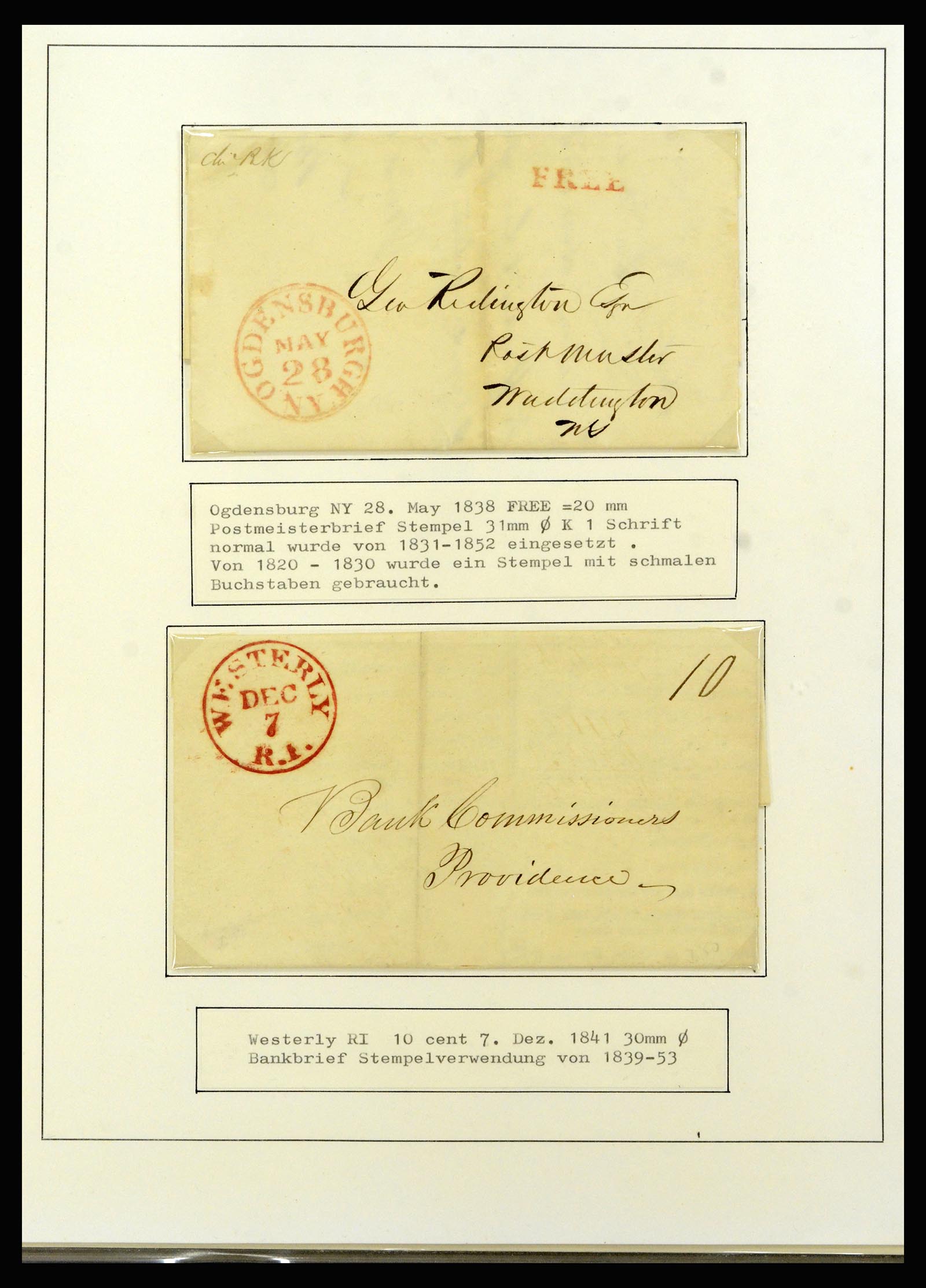 37144 018 - Postzegelverzameling 37144 USA brieven 1835-1851.