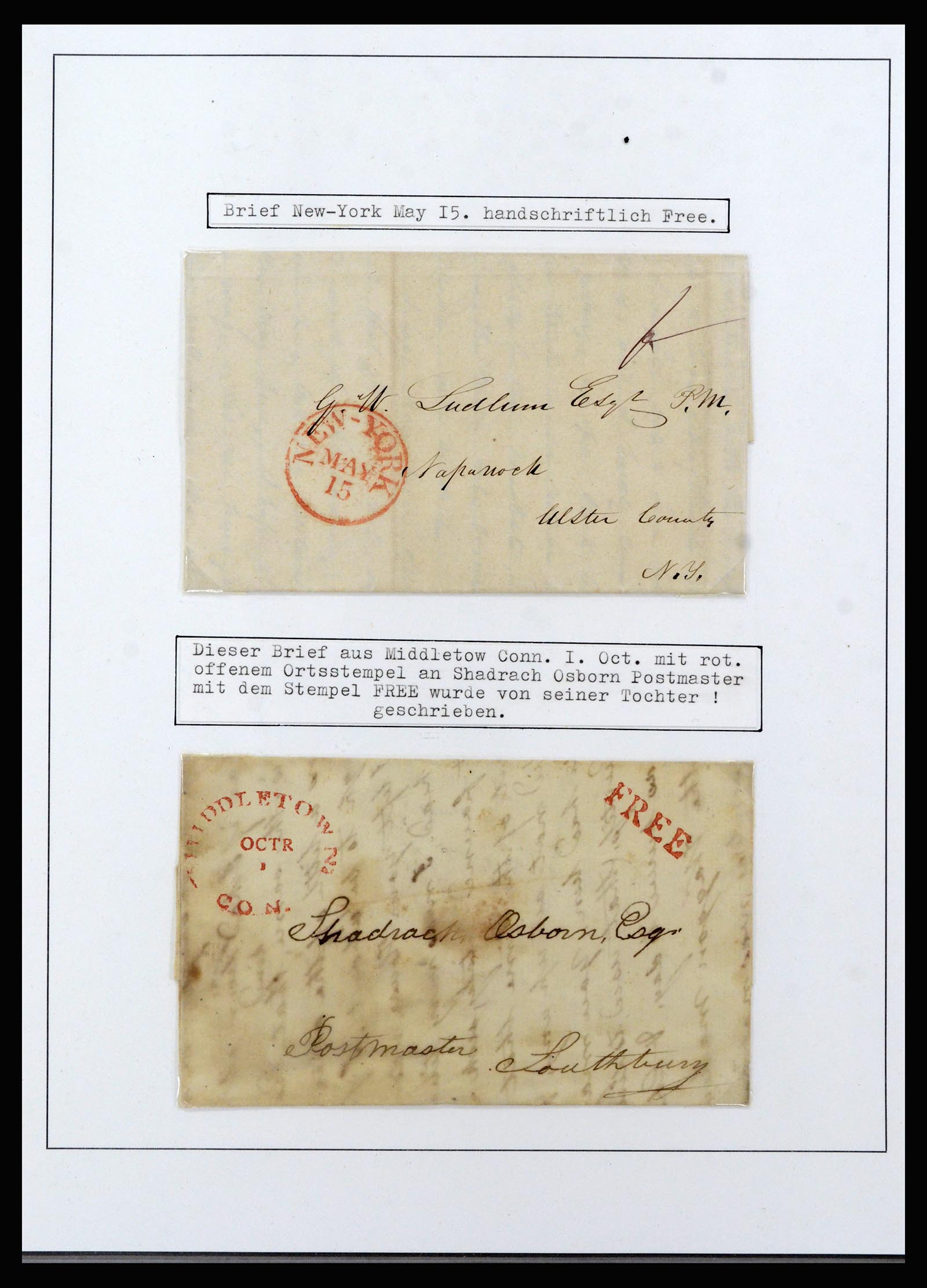 37144 019 - Postzegelverzameling 37144 USA brieven 1835-1851.