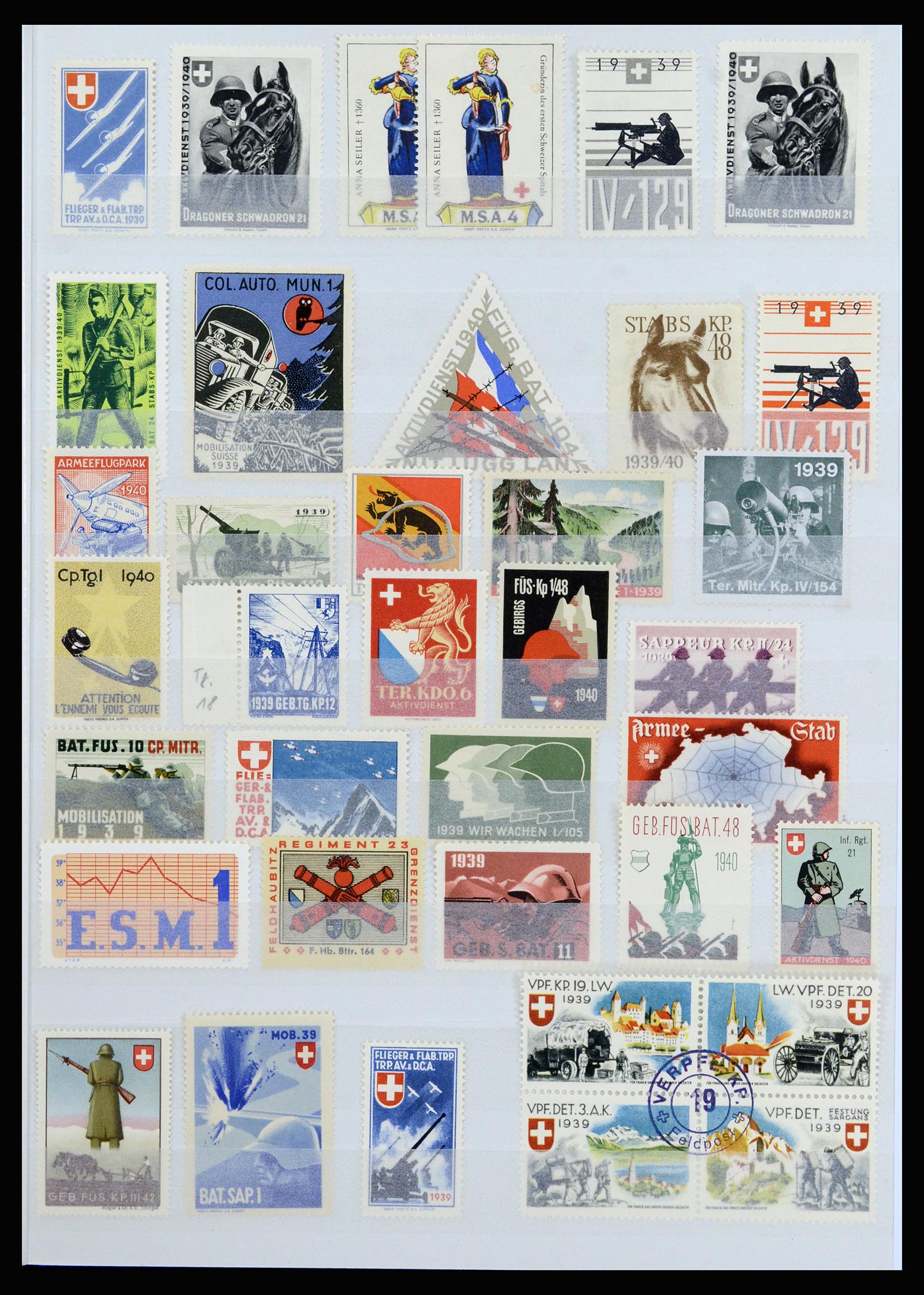 37149 015 - Stamp collection 37149 Switzerland soldier stamps 1914-1945.