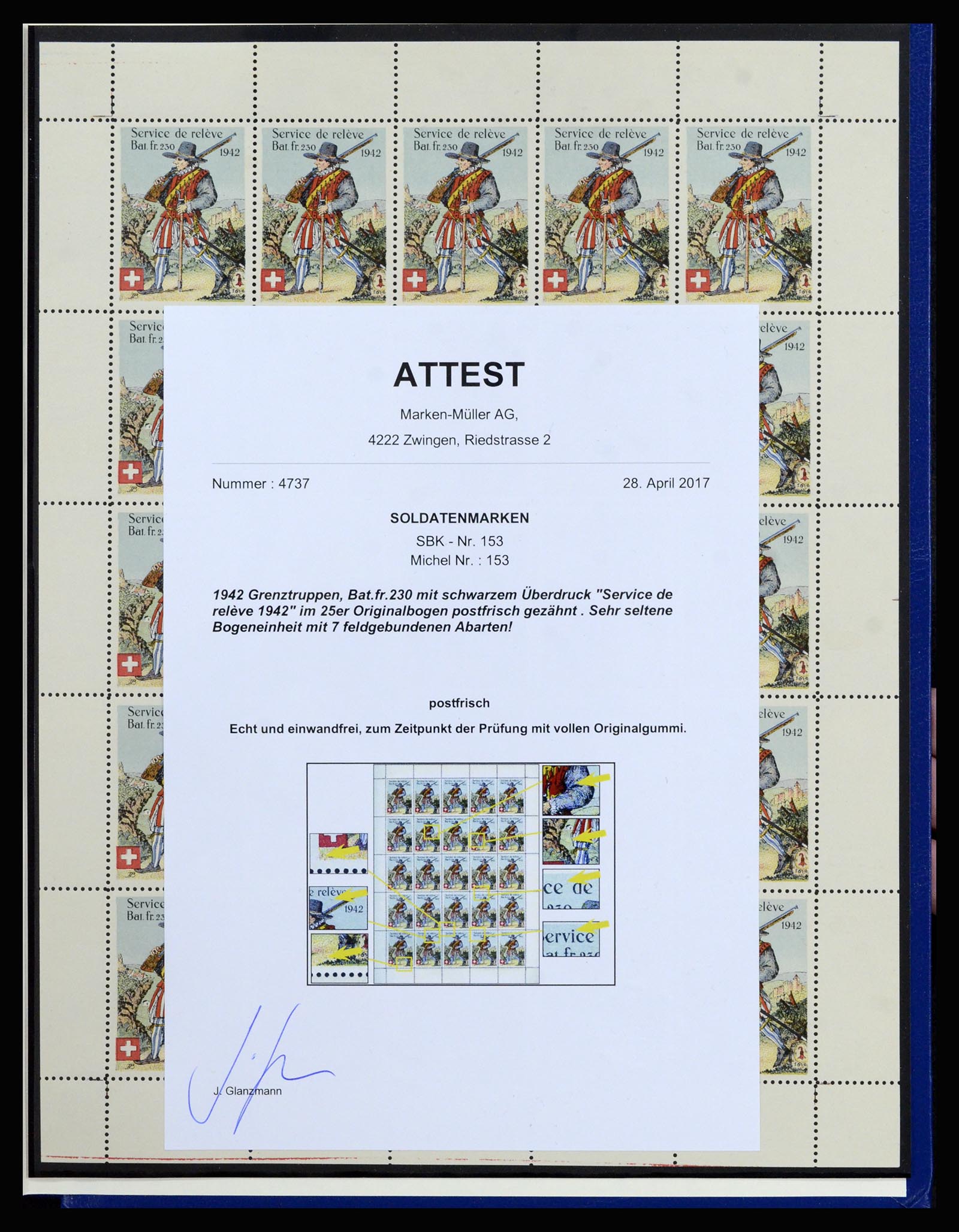 37149 024 - Postzegelverzameling 37149 Zwitserland soldatenzegels 1914-1945.