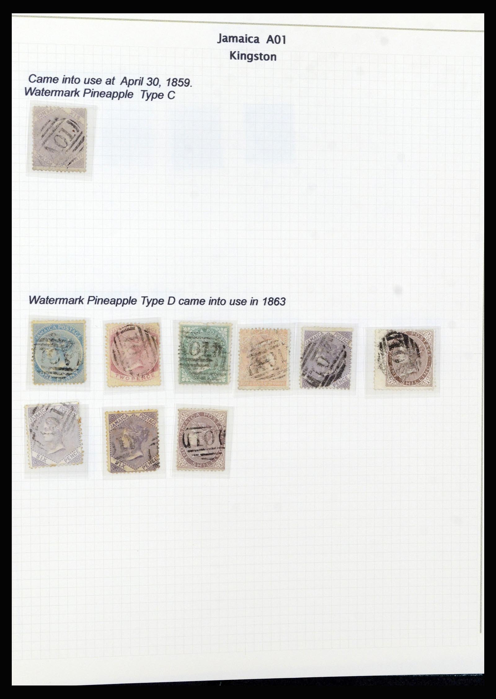 37160 002 - Postzegelverzameling 37160 Jamaica stempels 1860-1950.