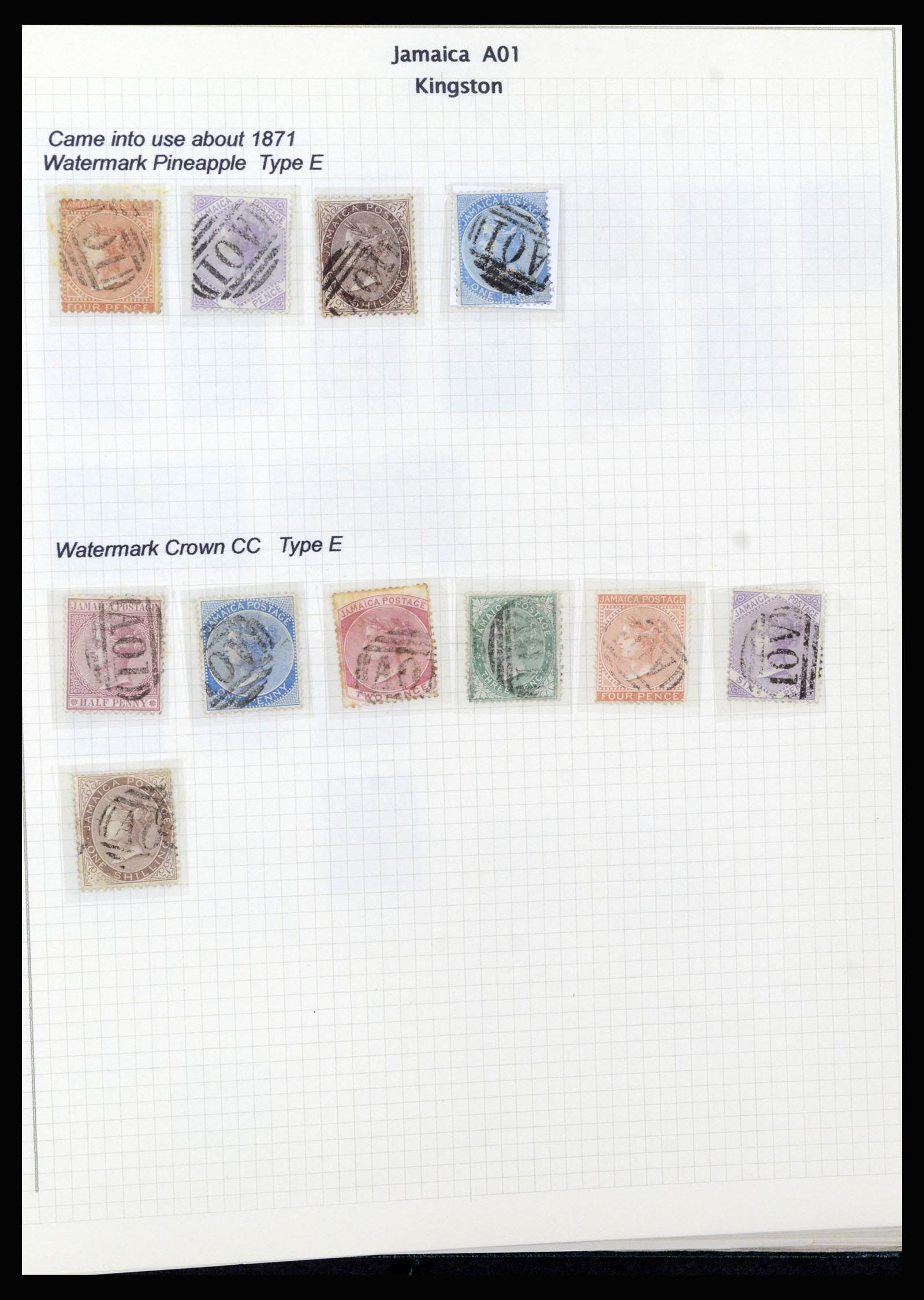 37160 003 - Postzegelverzameling 37160 Jamaica stempels 1860-1950.