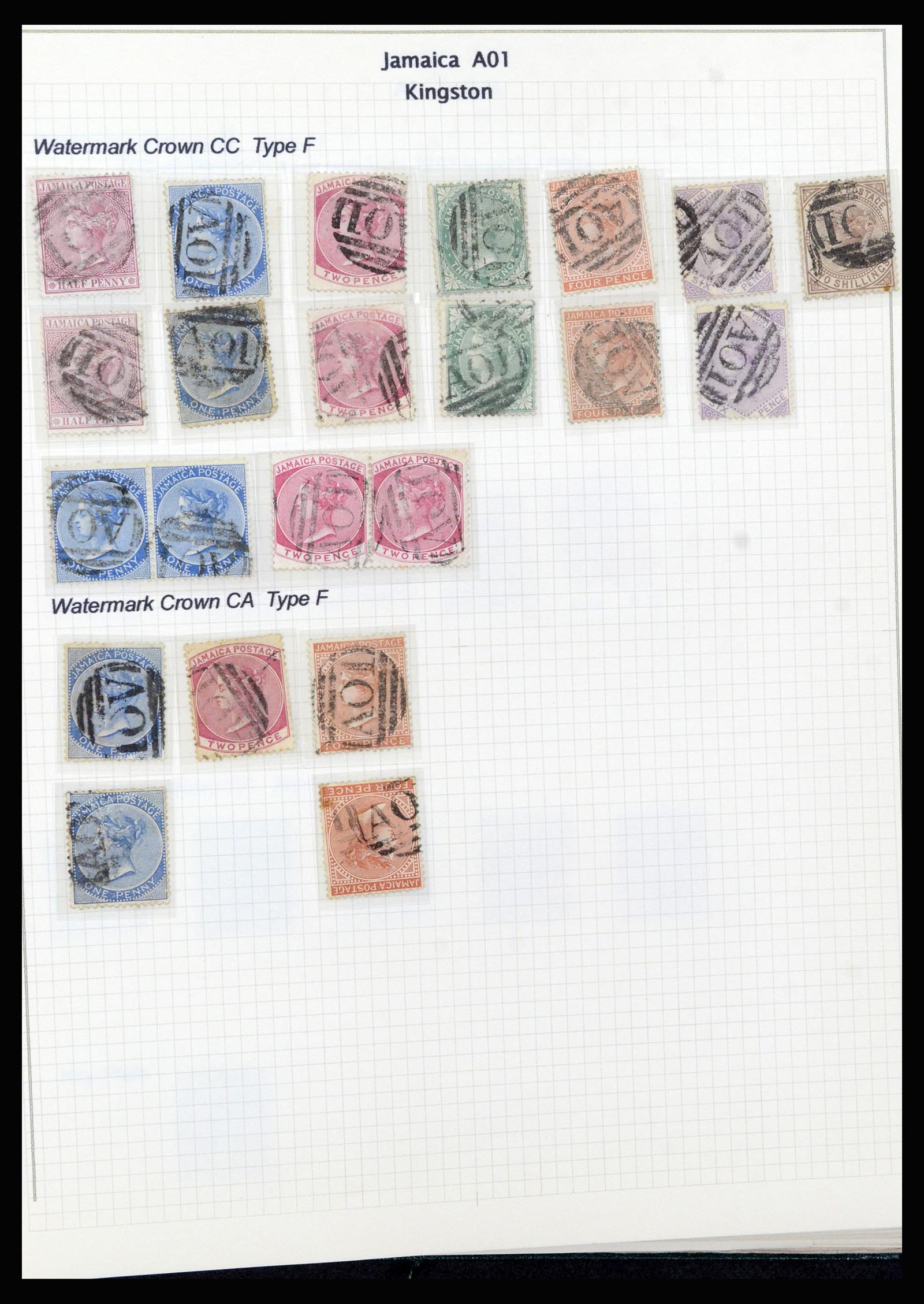 37160 004 - Postzegelverzameling 37160 Jamaica stempels 1860-1950.