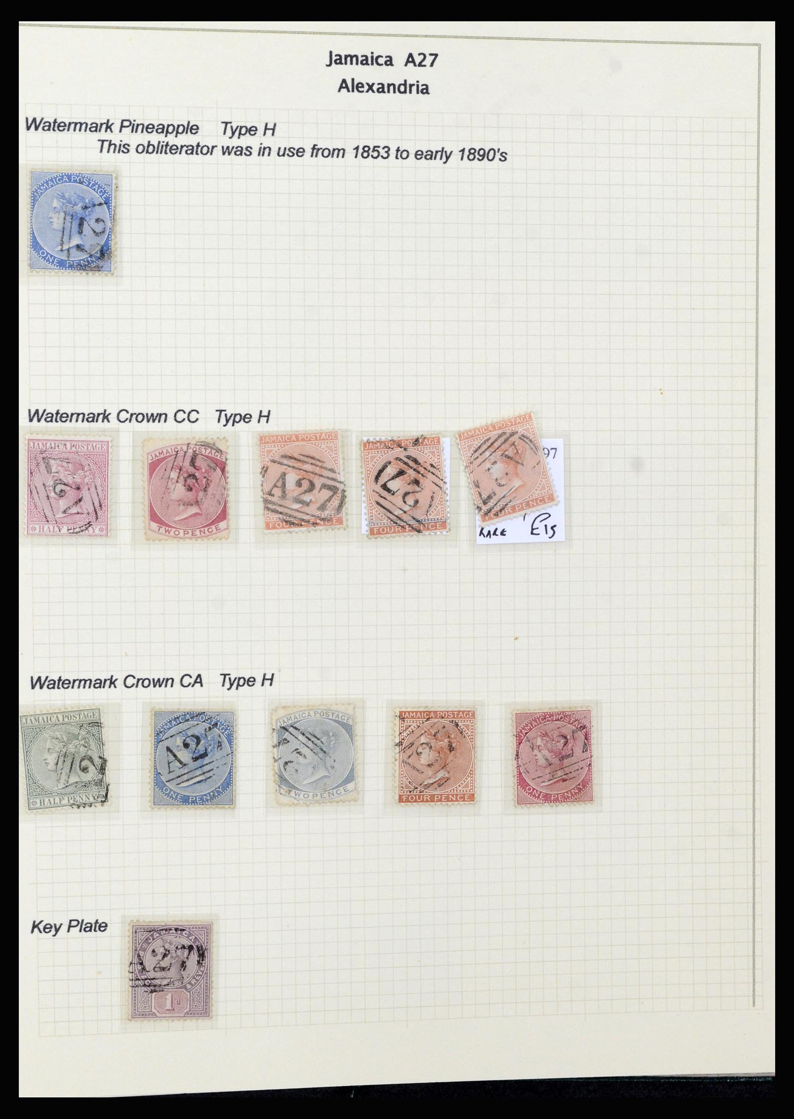 37160 005 - Postzegelverzameling 37160 Jamaica stempels 1860-1950.