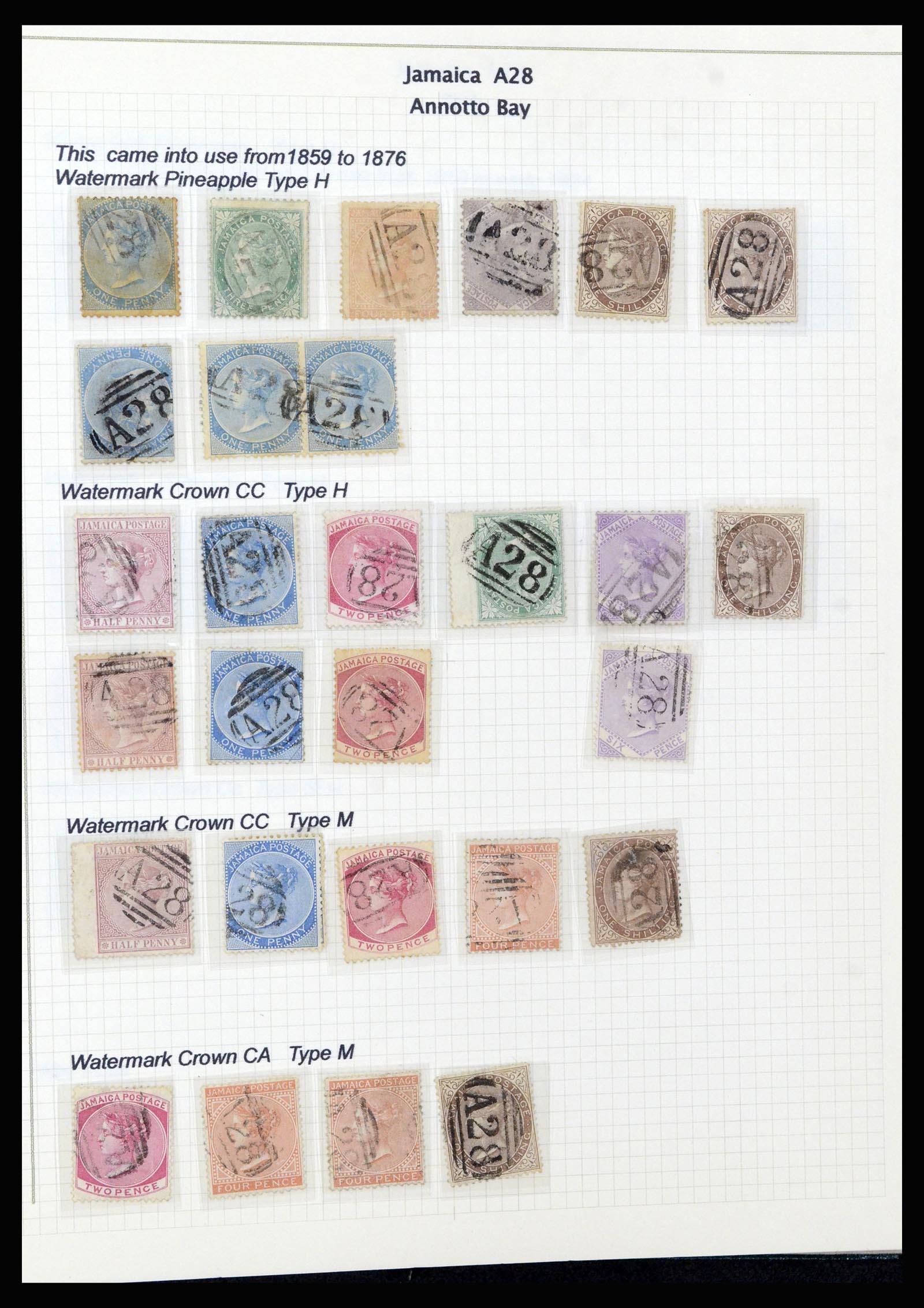 37160 006 - Postzegelverzameling 37160 Jamaica stempels 1860-1950.
