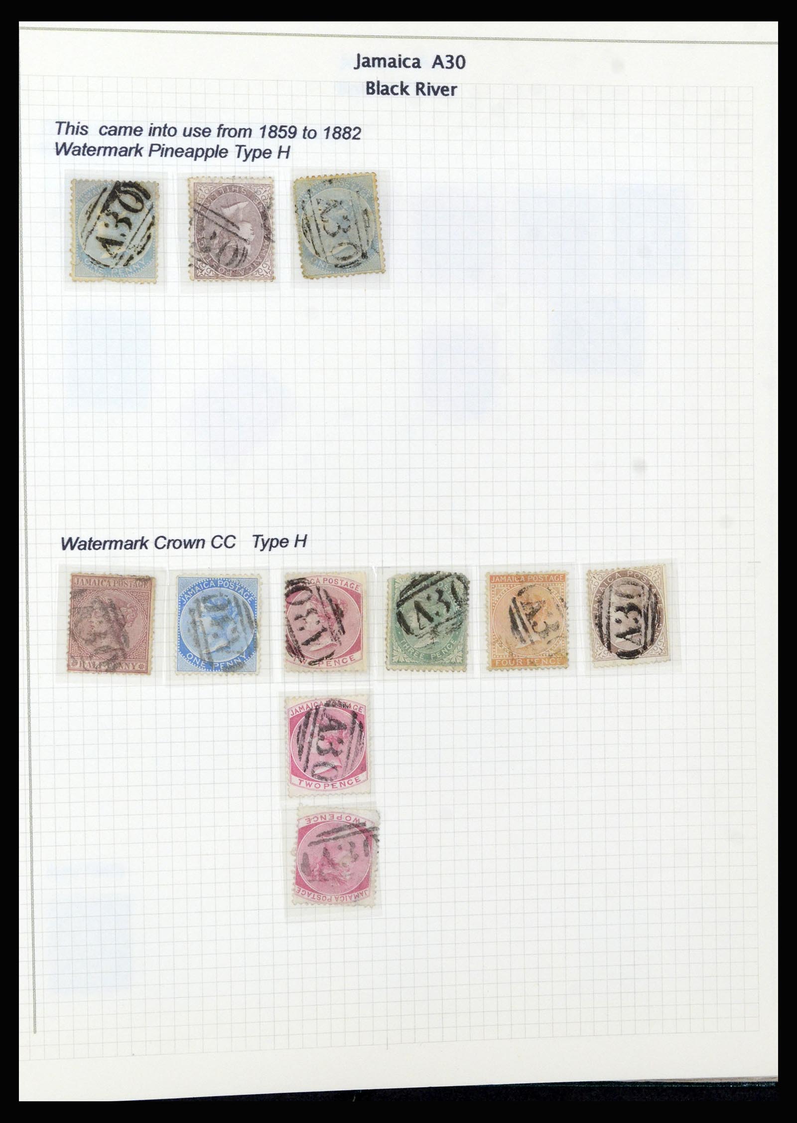 37160 008 - Postzegelverzameling 37160 Jamaica stempels 1860-1950.
