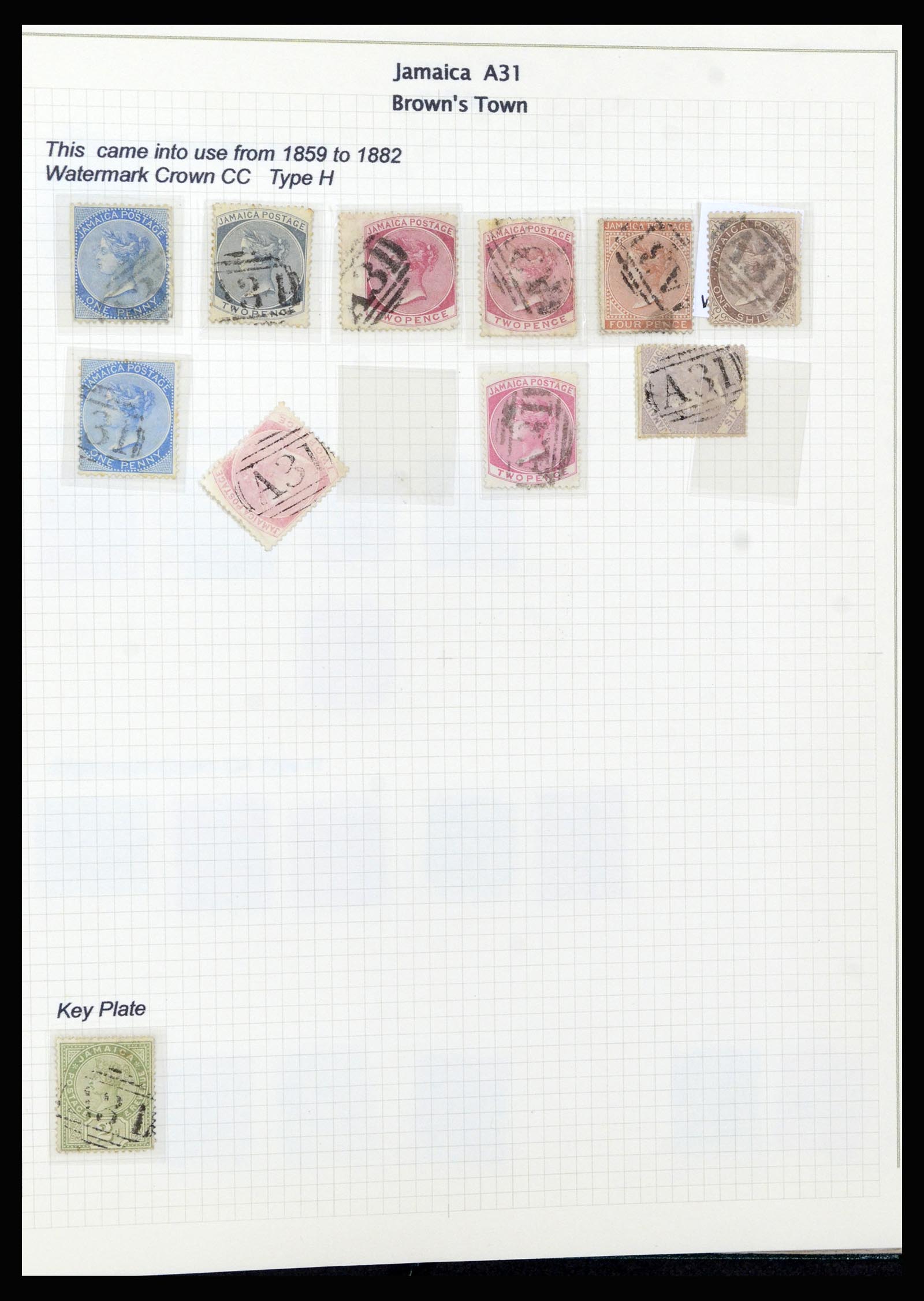 37160 009 - Postzegelverzameling 37160 Jamaica stempels 1860-1950.