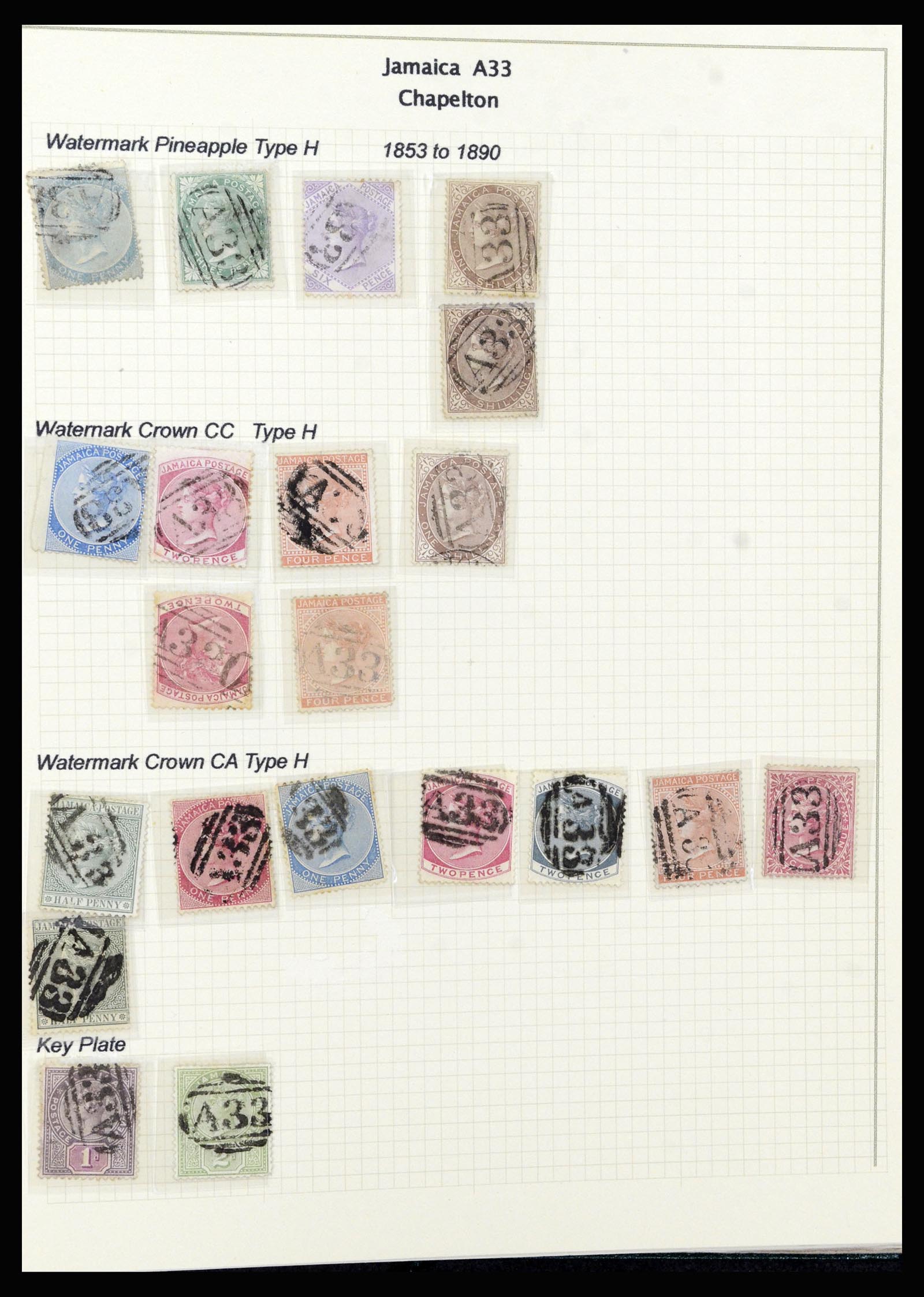 37160 011 - Postzegelverzameling 37160 Jamaica stempels 1860-1950.