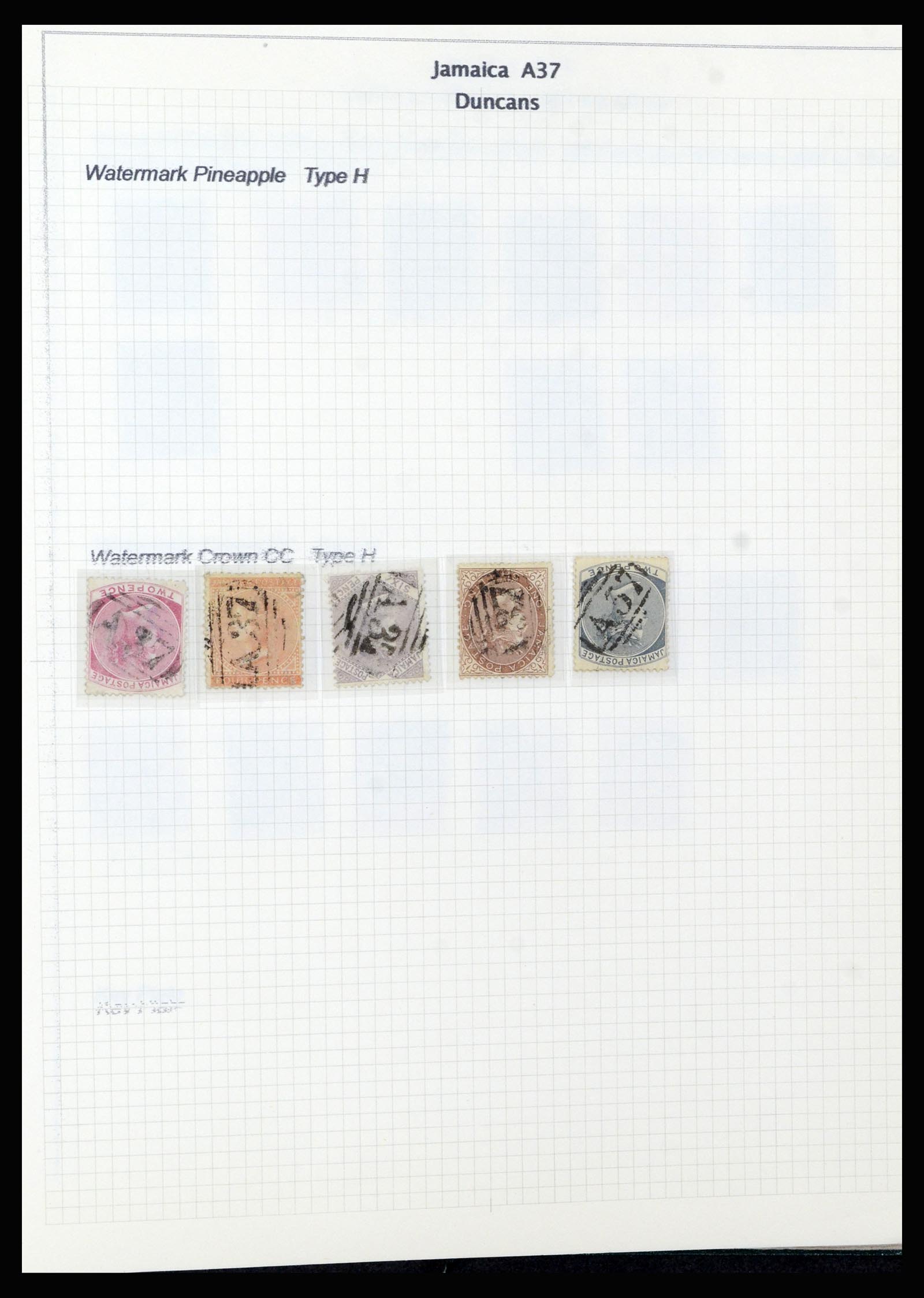 37160 015 - Postzegelverzameling 37160 Jamaica stempels 1860-1950.