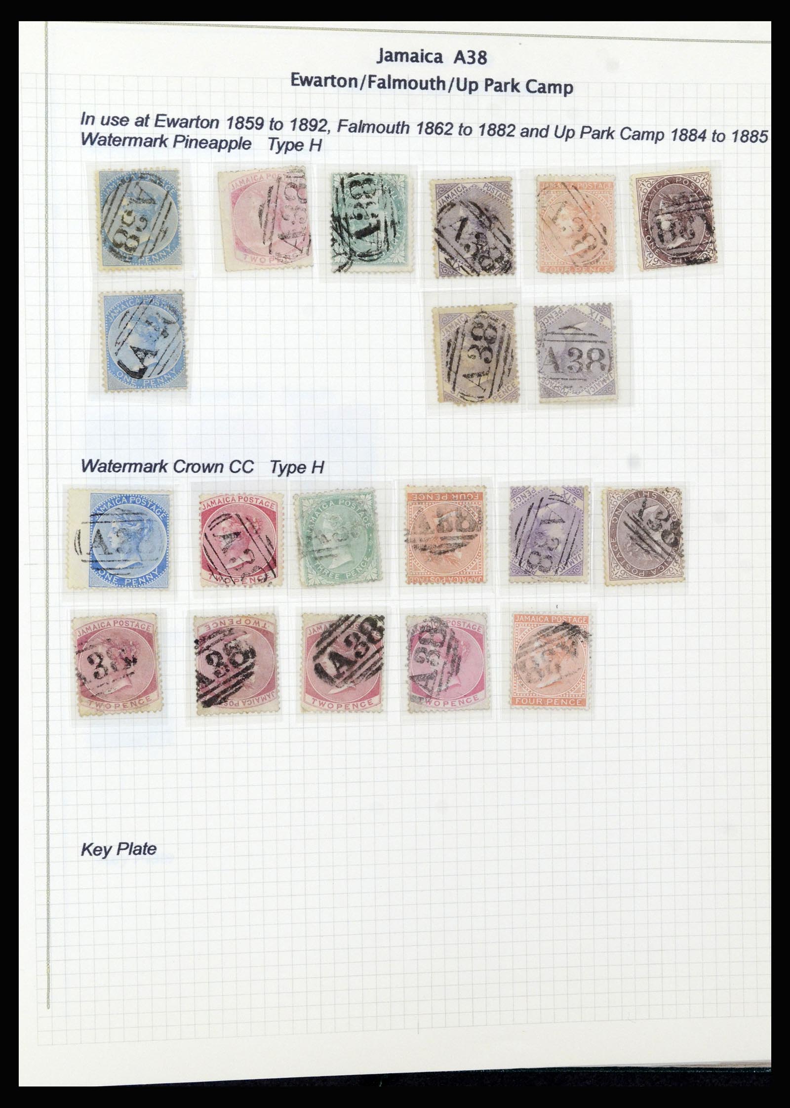 37160 016 - Postzegelverzameling 37160 Jamaica stempels 1860-1950.