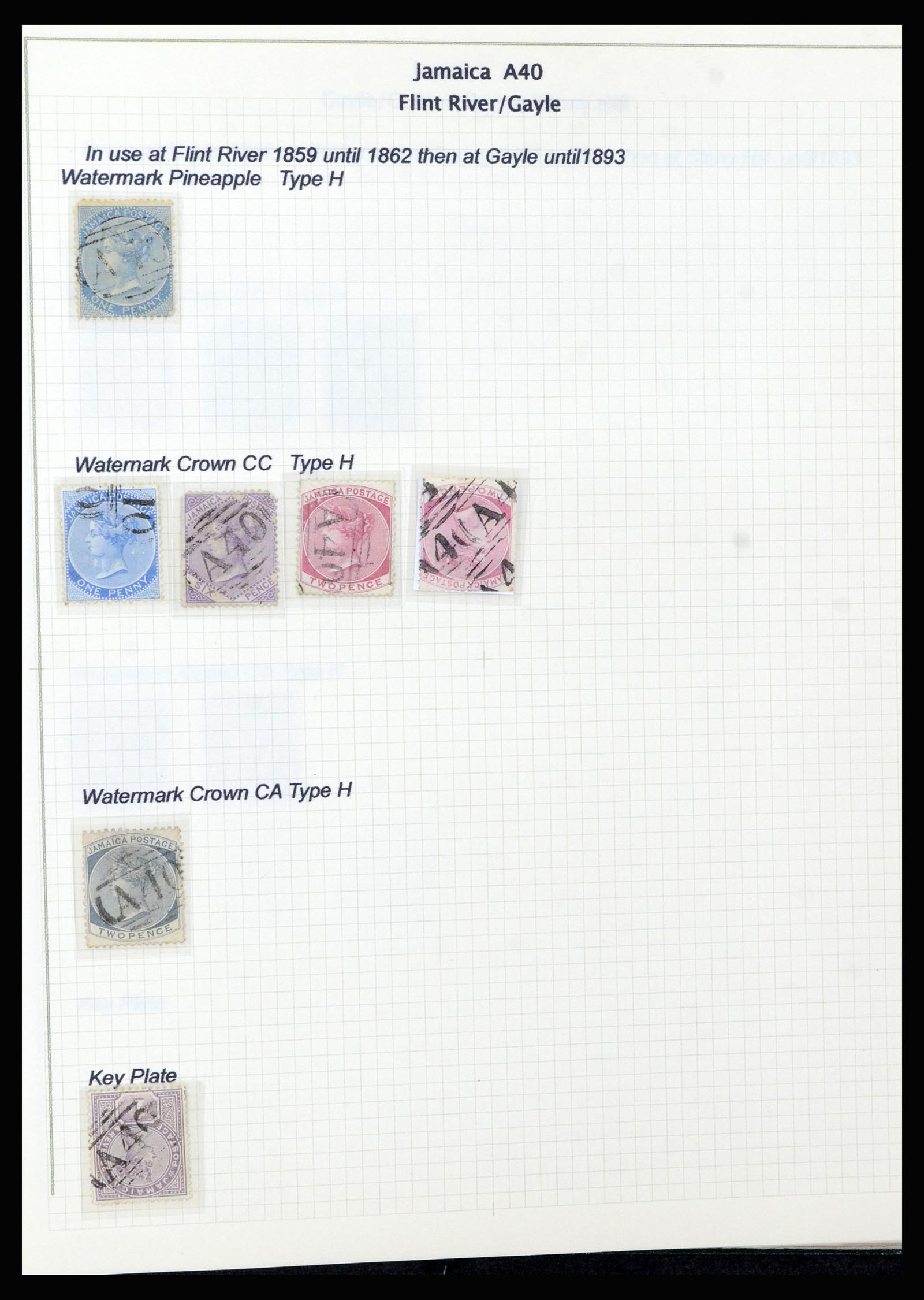 37160 017 - Postzegelverzameling 37160 Jamaica stempels 1860-1950.