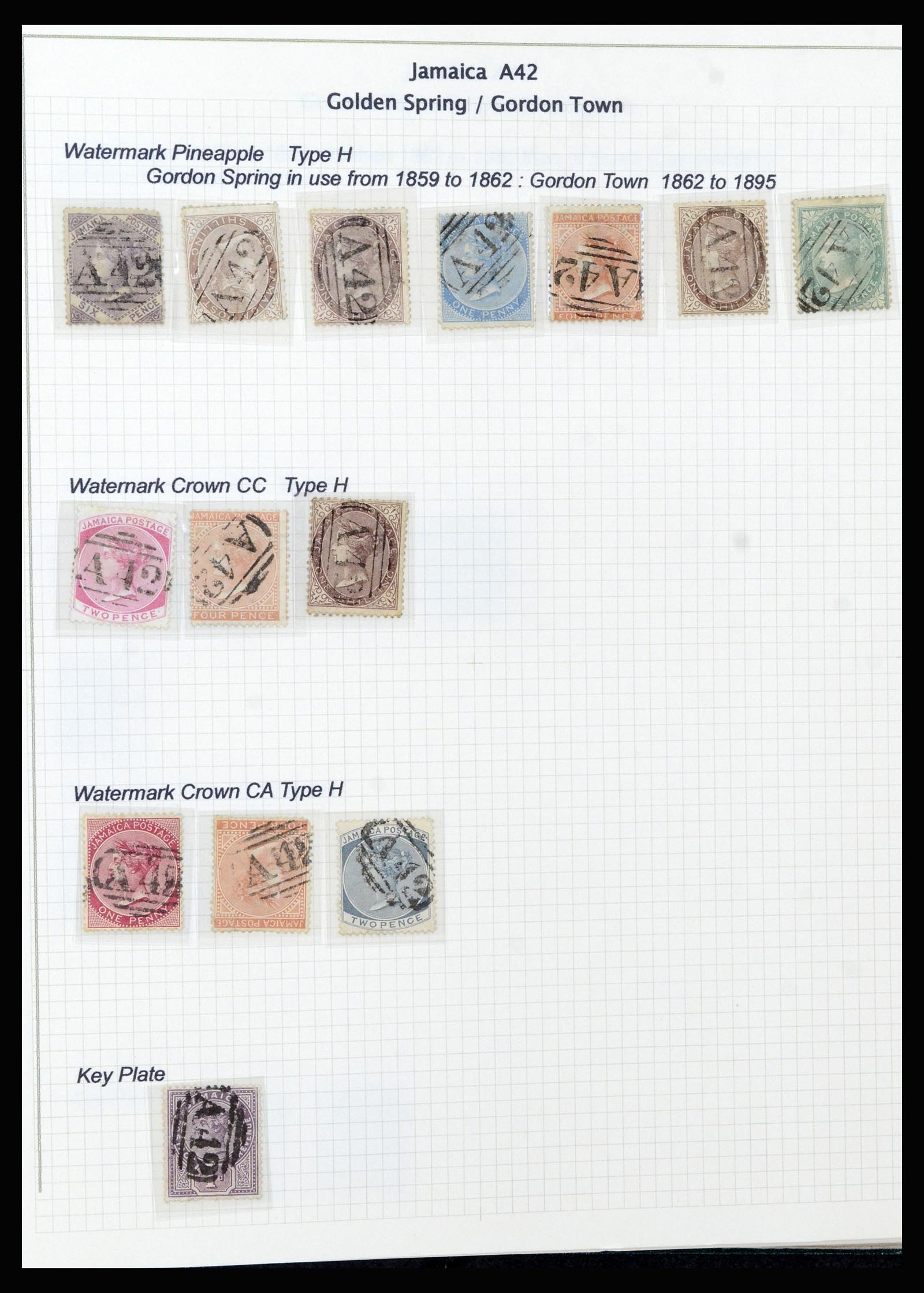 37160 019 - Postzegelverzameling 37160 Jamaica stempels 1860-1950.