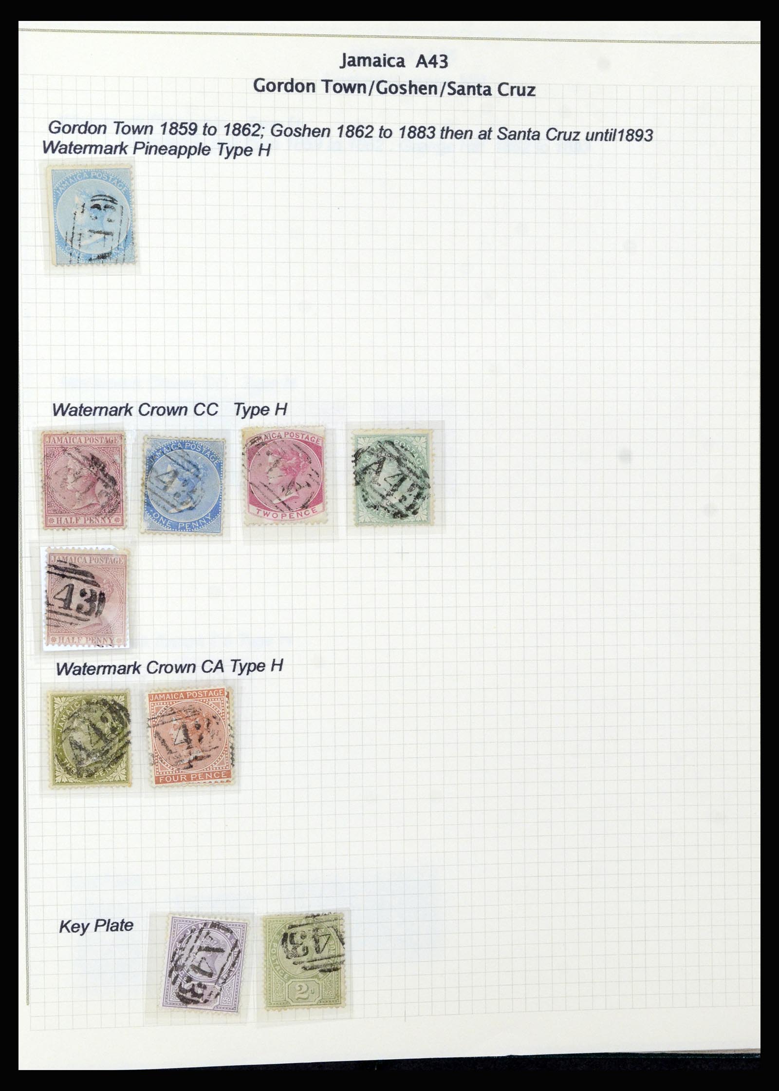 37160 020 - Postzegelverzameling 37160 Jamaica stempels 1860-1950.