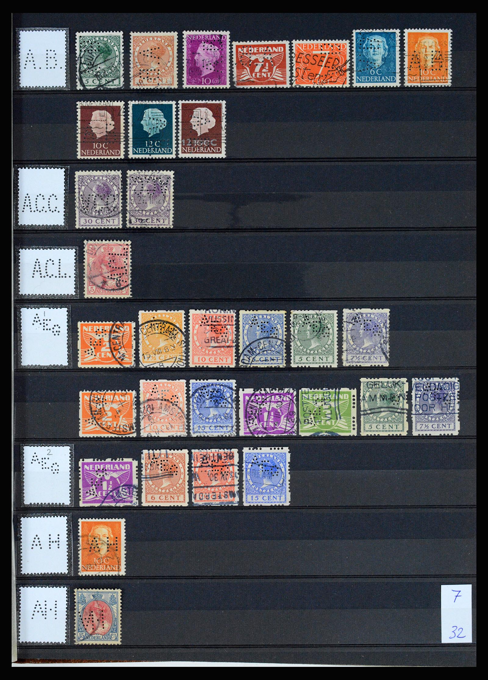 37183 002 - Postzegelverzameling 37183 Nederland firmaperforaties 1872-1960.
