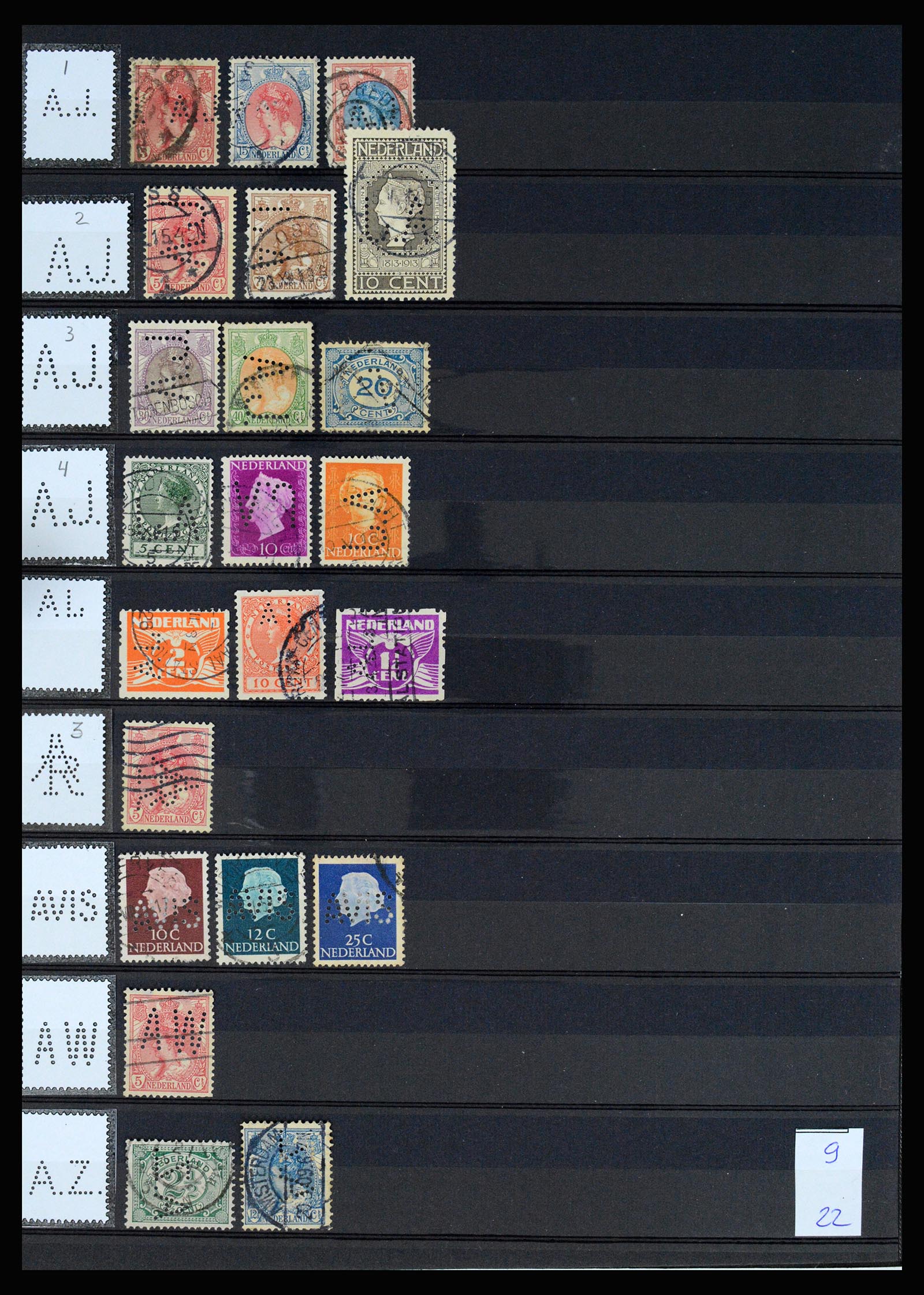37183 003 - Postzegelverzameling 37183 Nederland firmaperforaties 1872-1960.