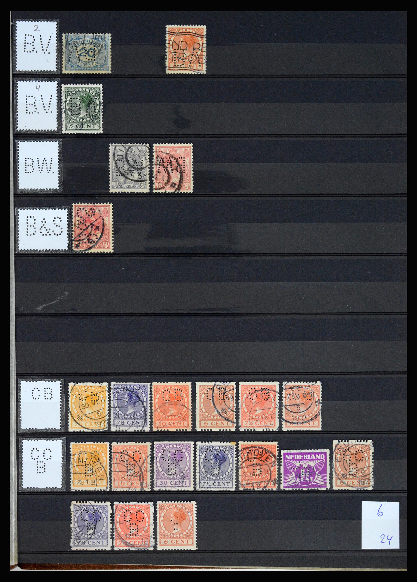 37183 006 - Postzegelverzameling 37183 Nederland firmaperforaties 1872-1960.