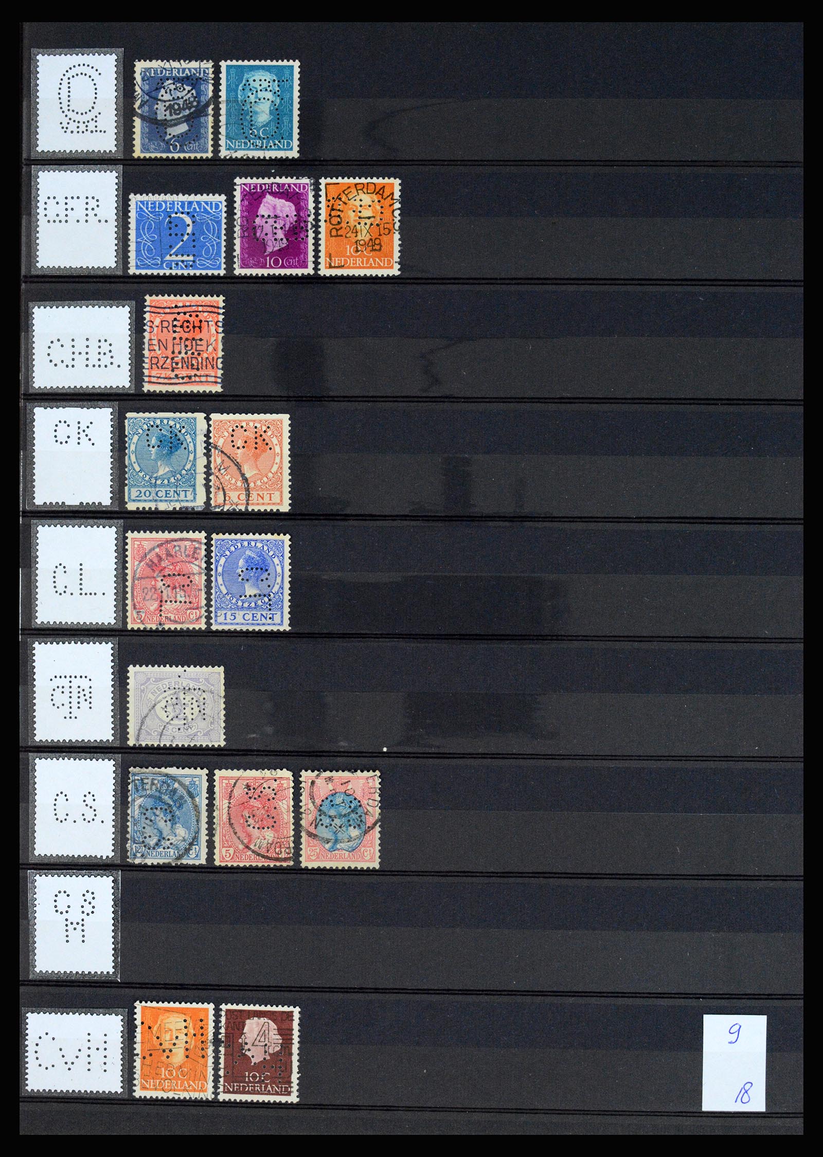37183 007 - Postzegelverzameling 37183 Nederland firmaperforaties 1872-1960.