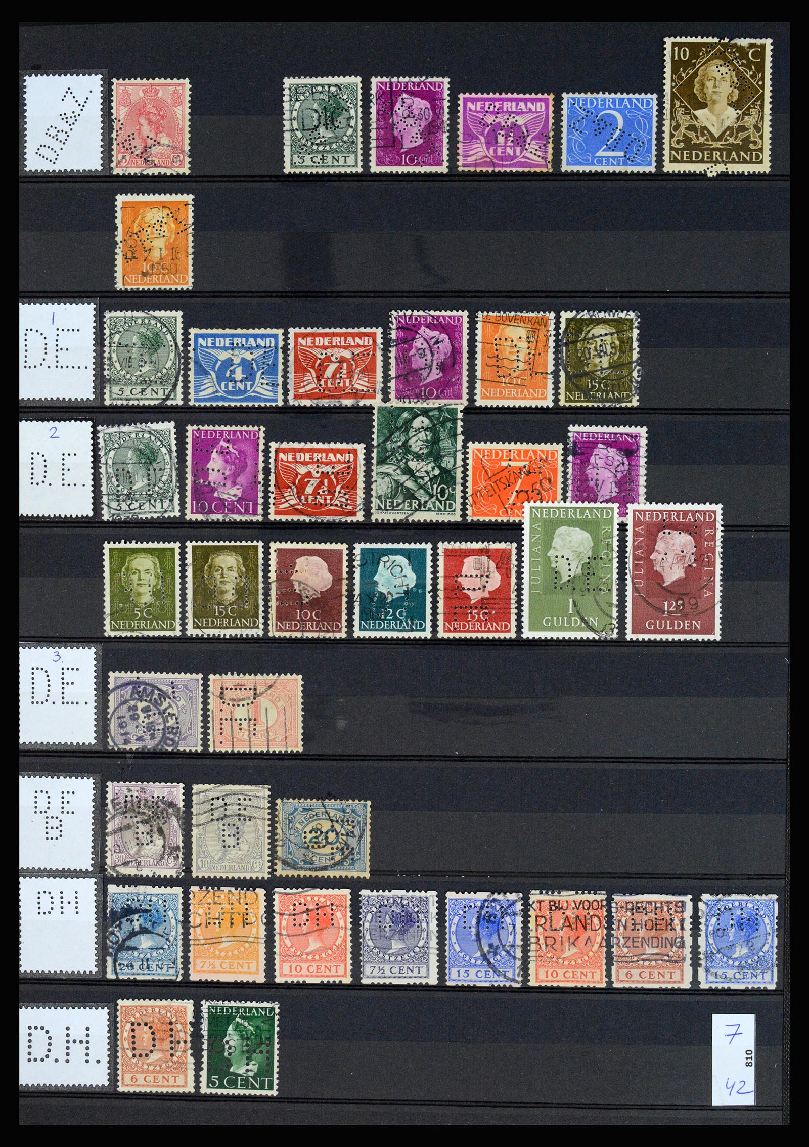 37183 009 - Postzegelverzameling 37183 Nederland firmaperforaties 1872-1960.