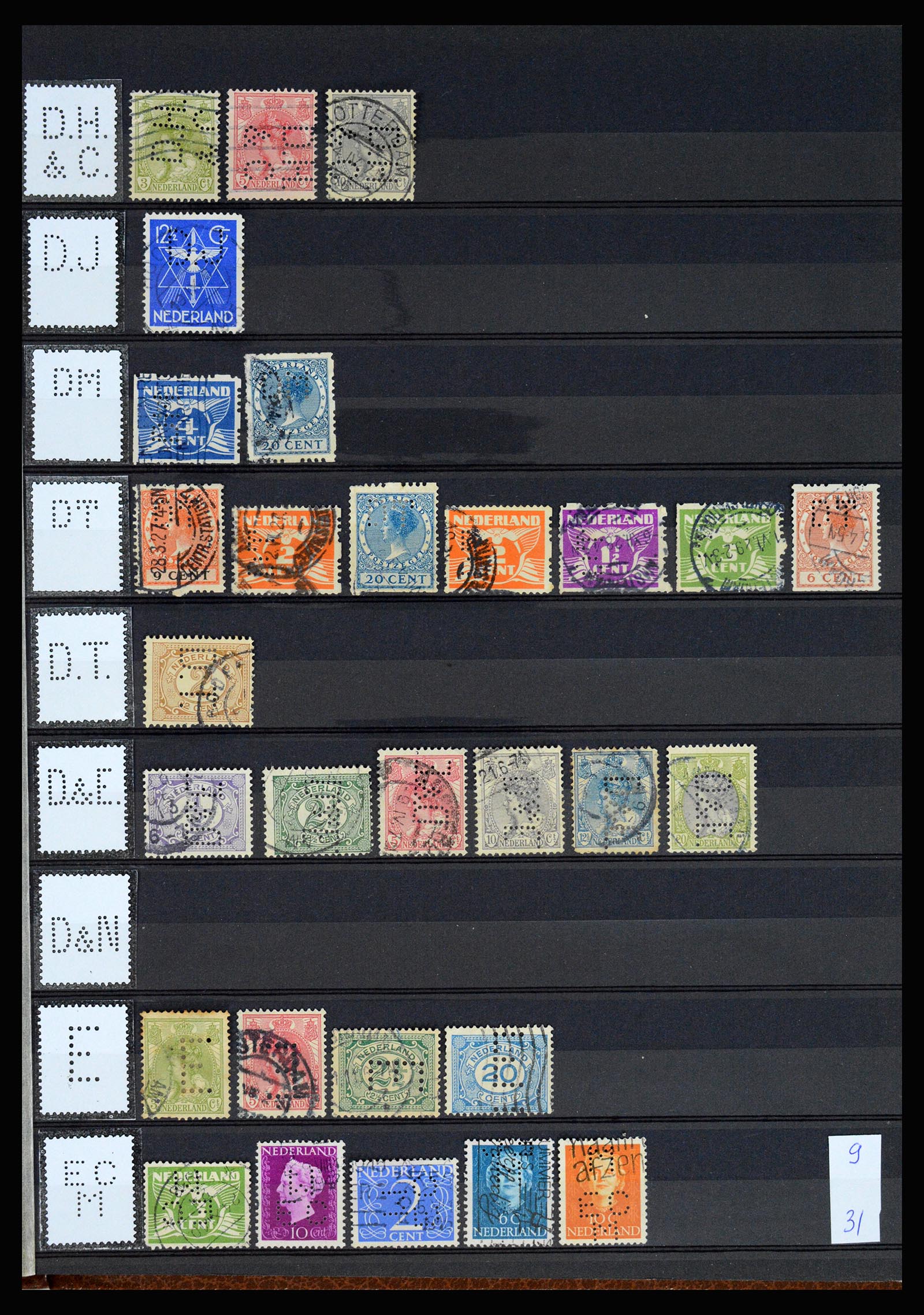 37183 010 - Postzegelverzameling 37183 Nederland firmaperforaties 1872-1960.