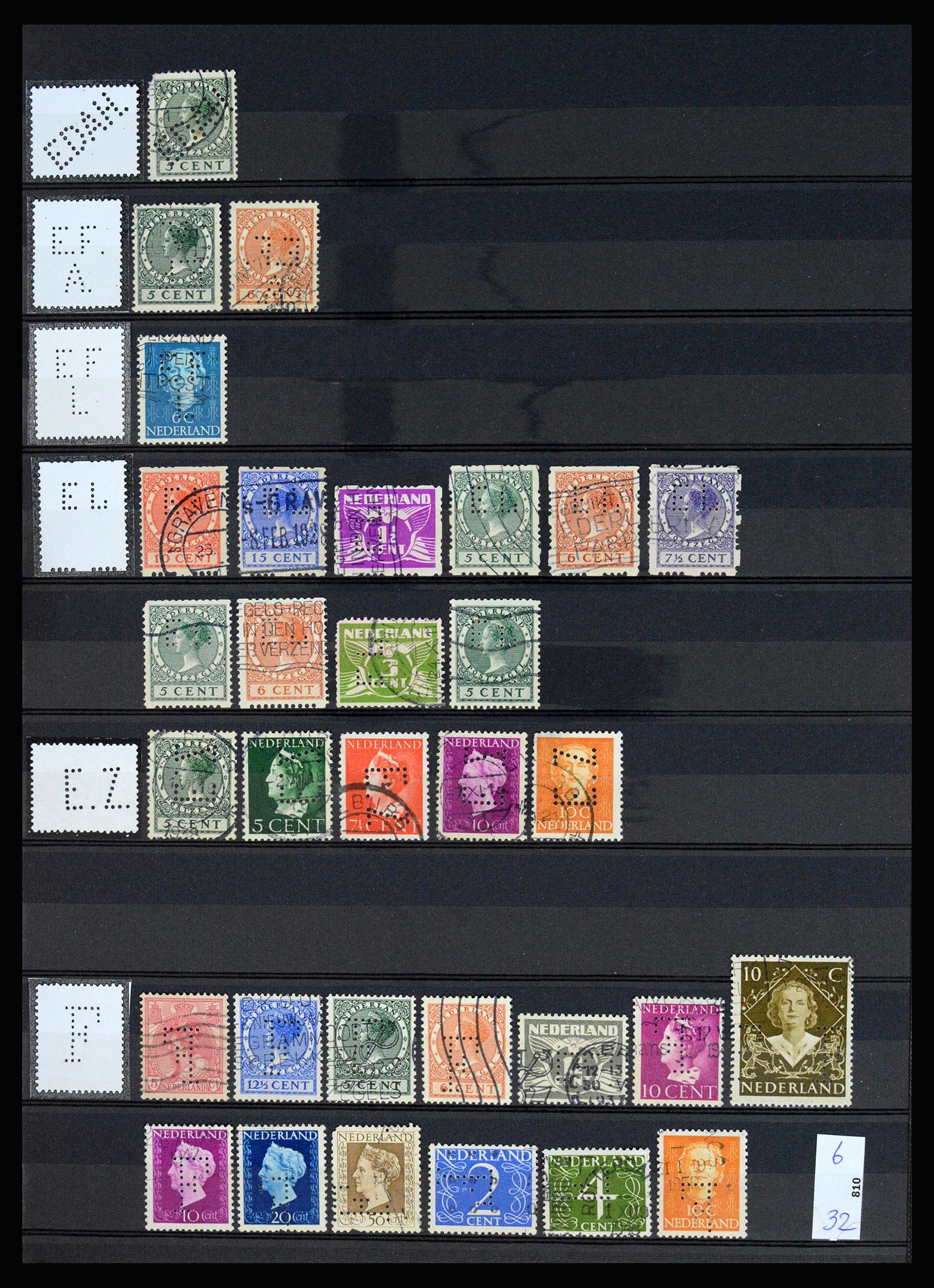 37183 011 - Stamp collection 37183 Netherlands perfins 1872-1960.