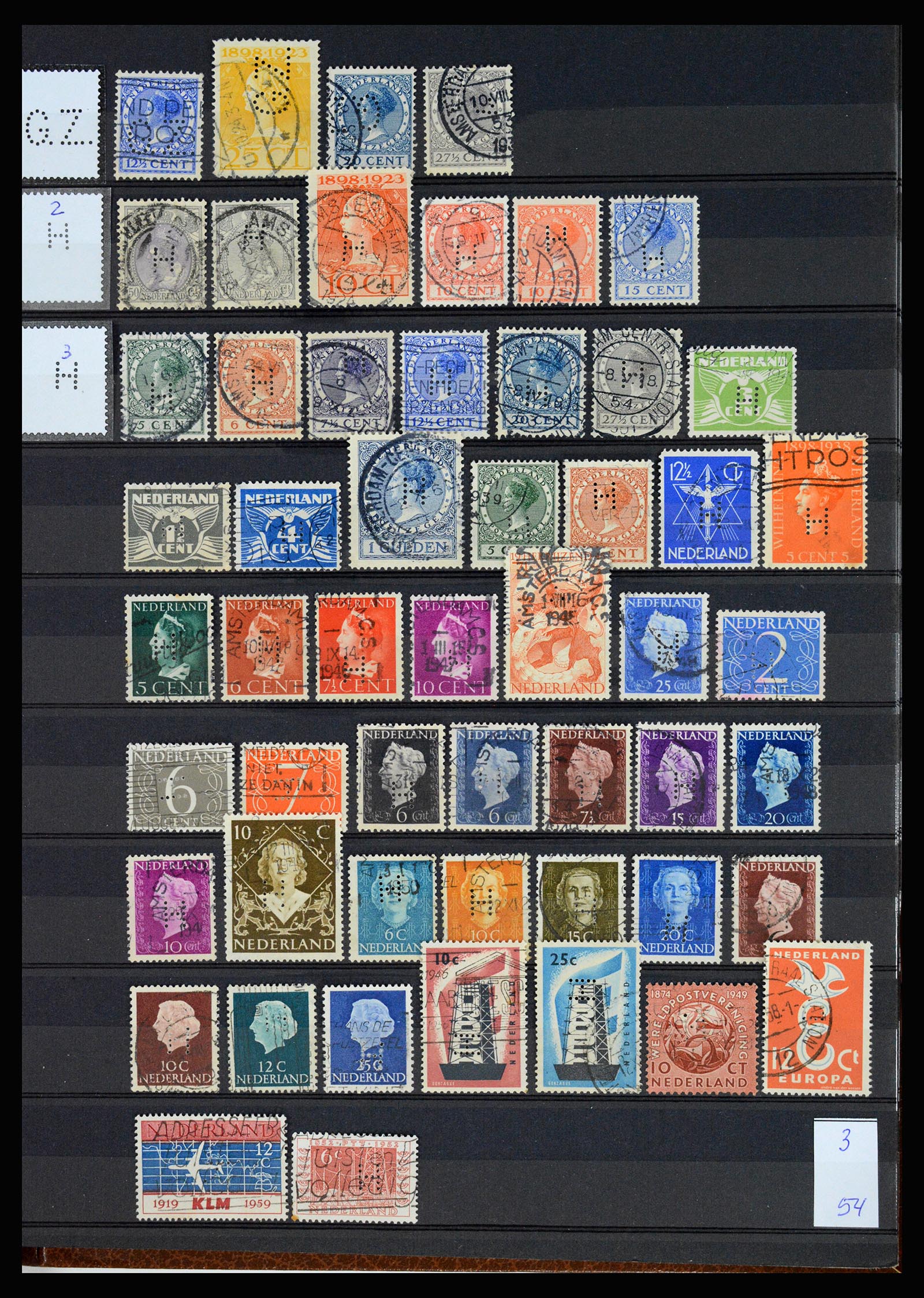 37183 014 - Postzegelverzameling 37183 Nederland firmaperforaties 1872-1960.