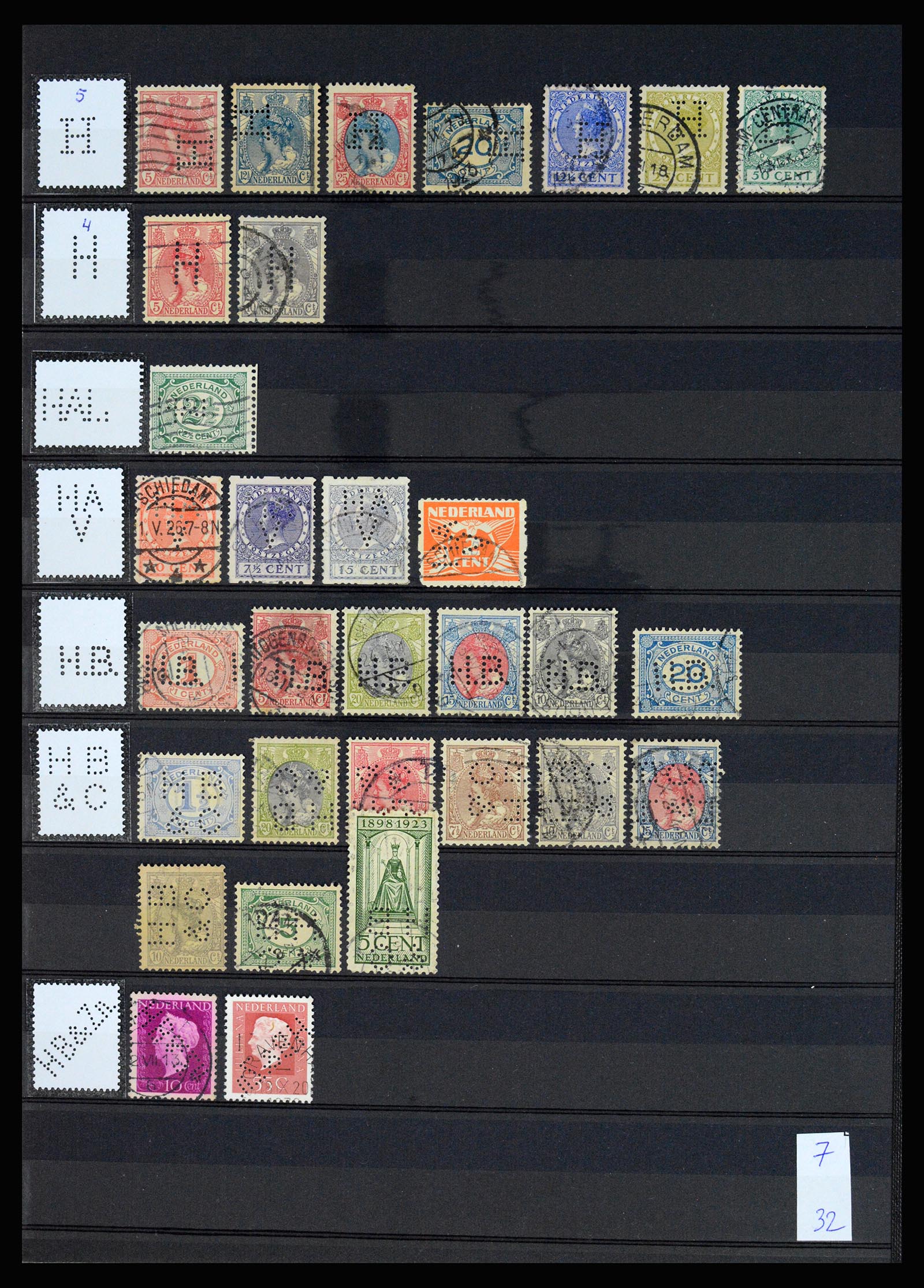 37183 015 - Stamp collection 37183 Netherlands perfins 1872-1960.