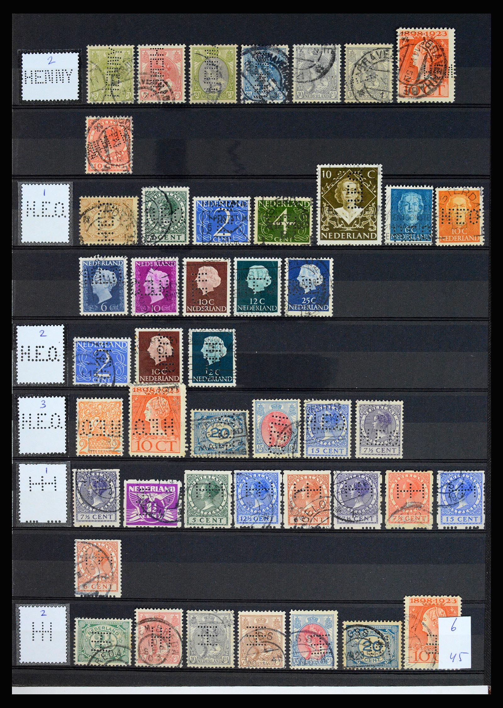 37183 017 - Postzegelverzameling 37183 Nederland firmaperforaties 1872-1960.